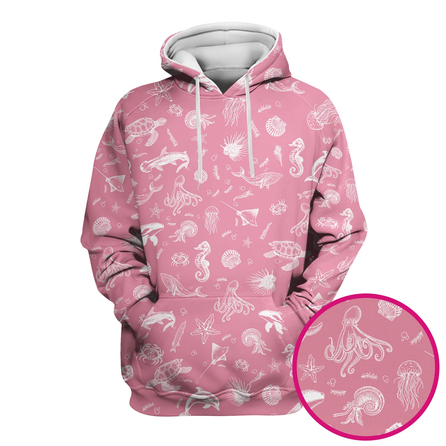 Marine Sea Life Pattern Scrub Top, Breathable Fabrics Nursing Uniform