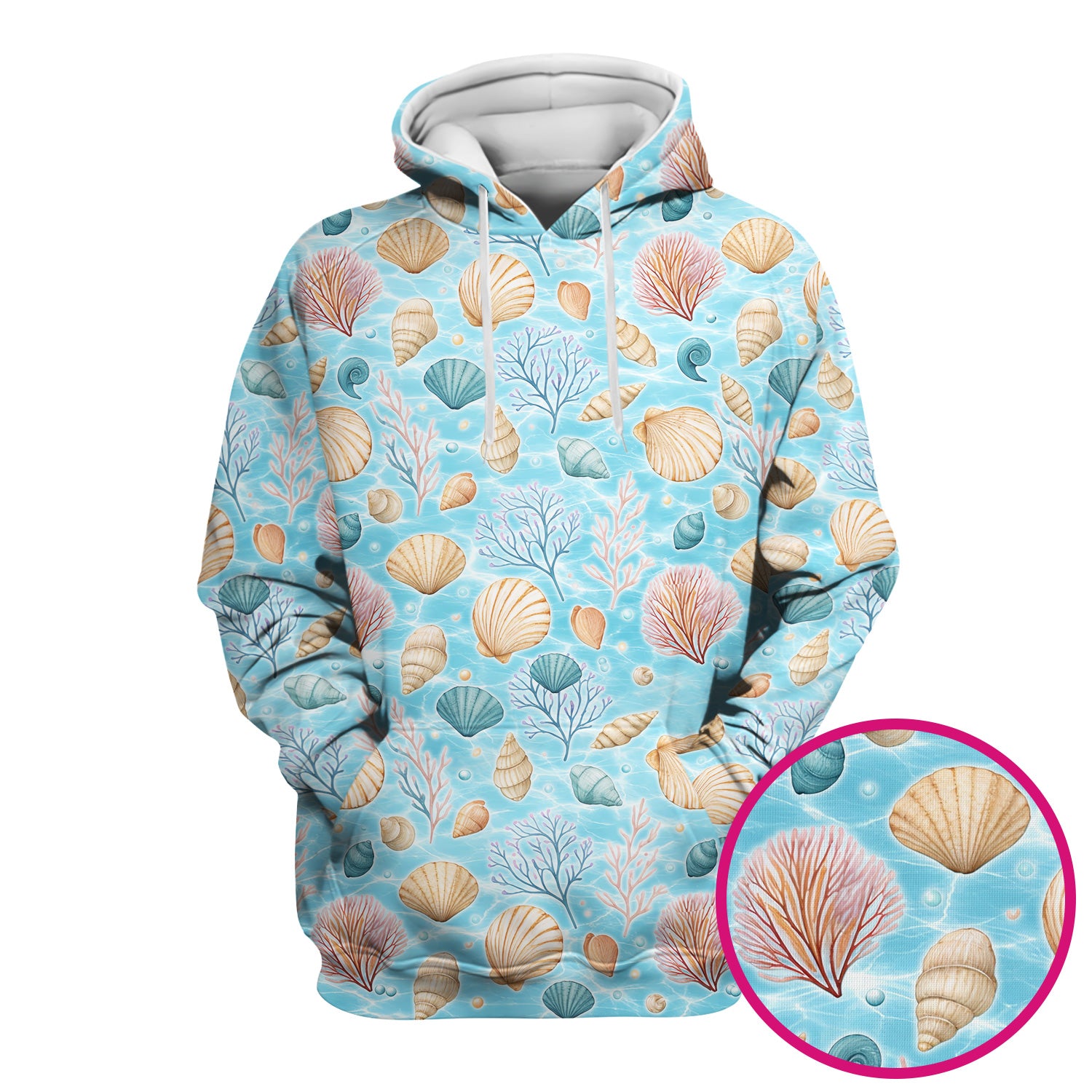 Cute Nurse Coastal Seashell And Coral Reef Scrub Top, Breathable Fabrics Nursing Uniform