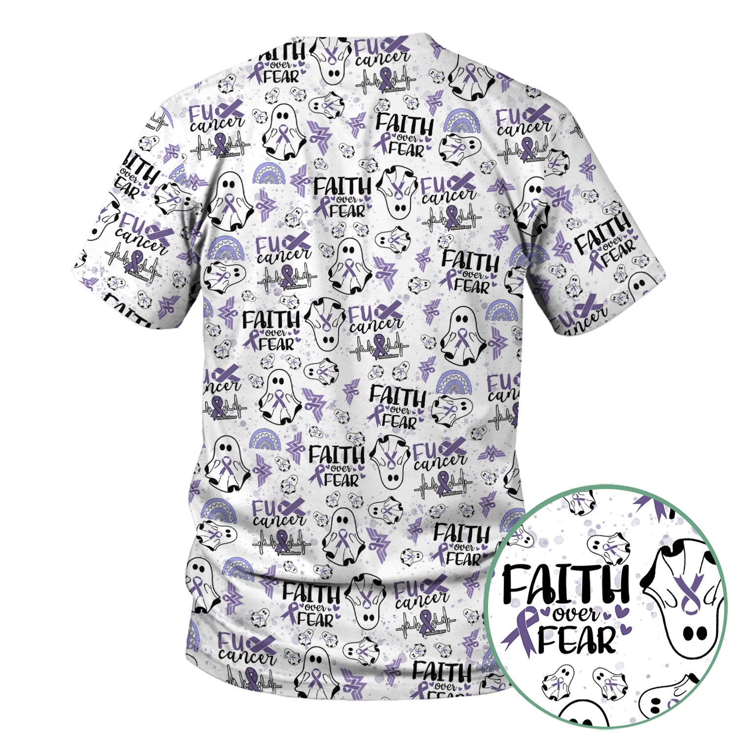 Stomach Cancer Awareness Scrub Top - Periwinkle Blue Ribbon Survivor Shirt - November Warrior Medical Uniform Gift for Women