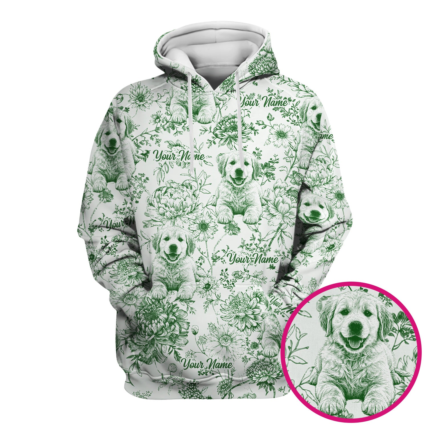 Personalized Custom Pet Photo Name Floral Pattern Scrub Top, Breathable Fabrics Nursing Uniform