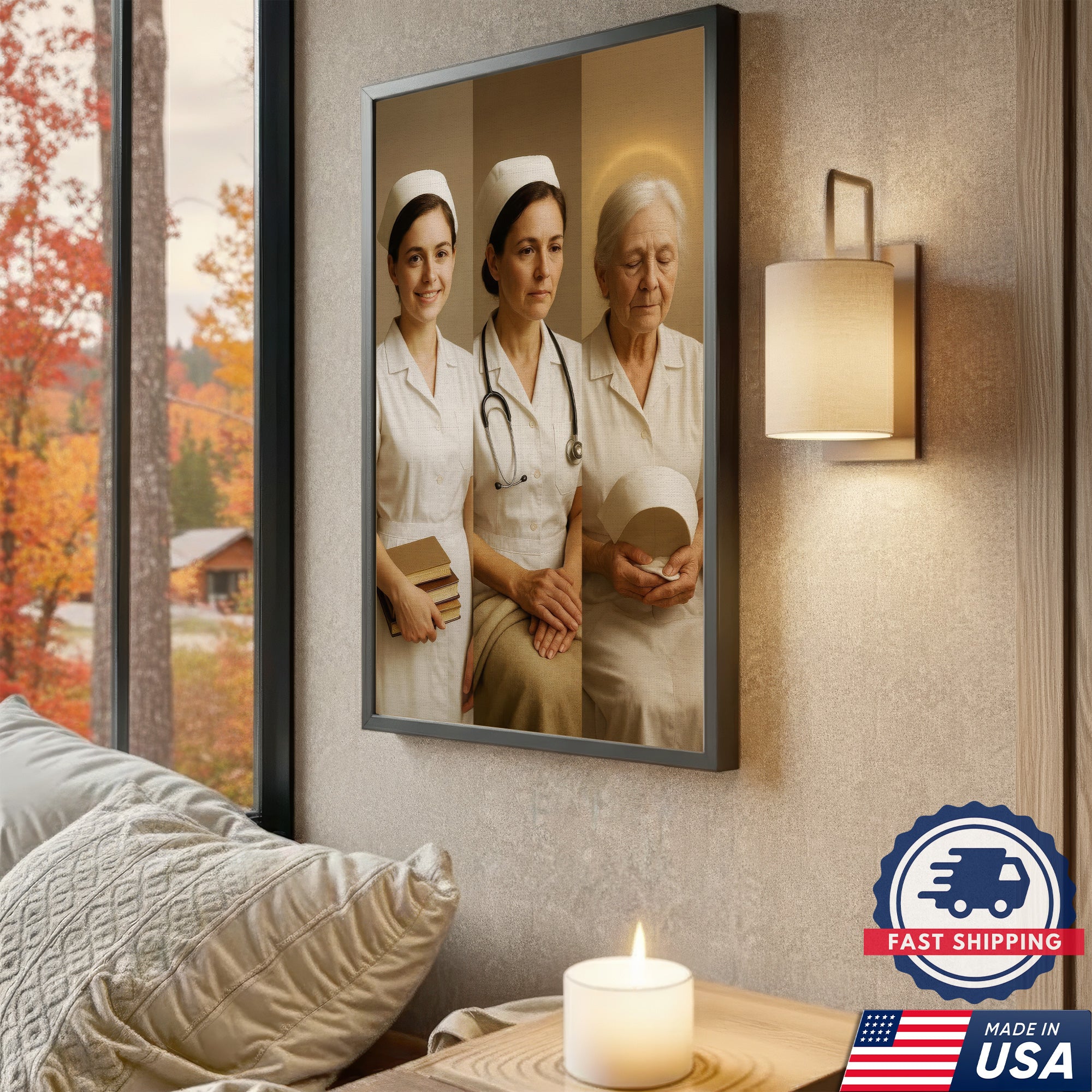 Vintage Nurse's Journey Canvas, From Student to Retired Nurse Wall Art, Appreciation Gift for Healthcare Workers & Medical Staff