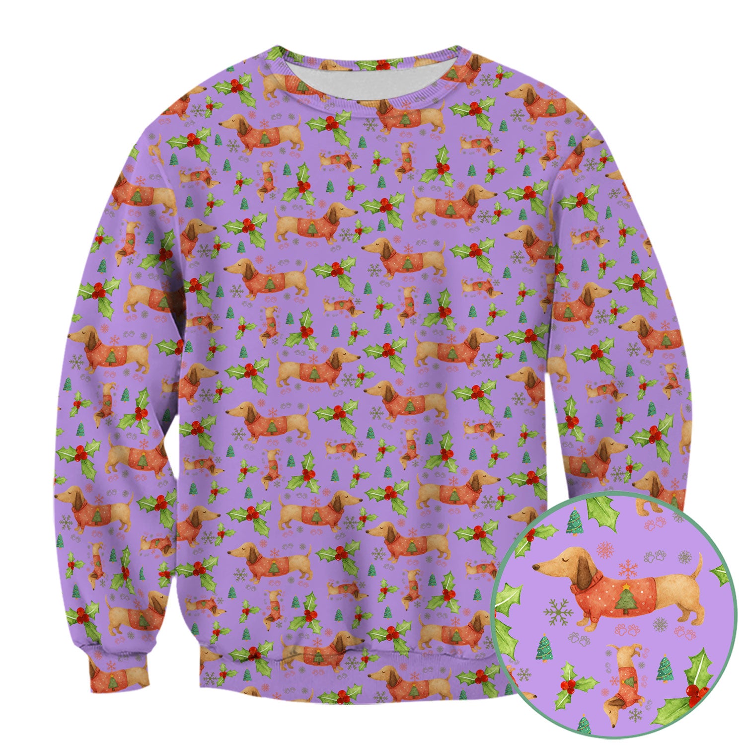 Festive Dachshund Scrub Top - Cute Sausage Dog Christmas Medical Uniform - Wiener Puppy Lover Gift
