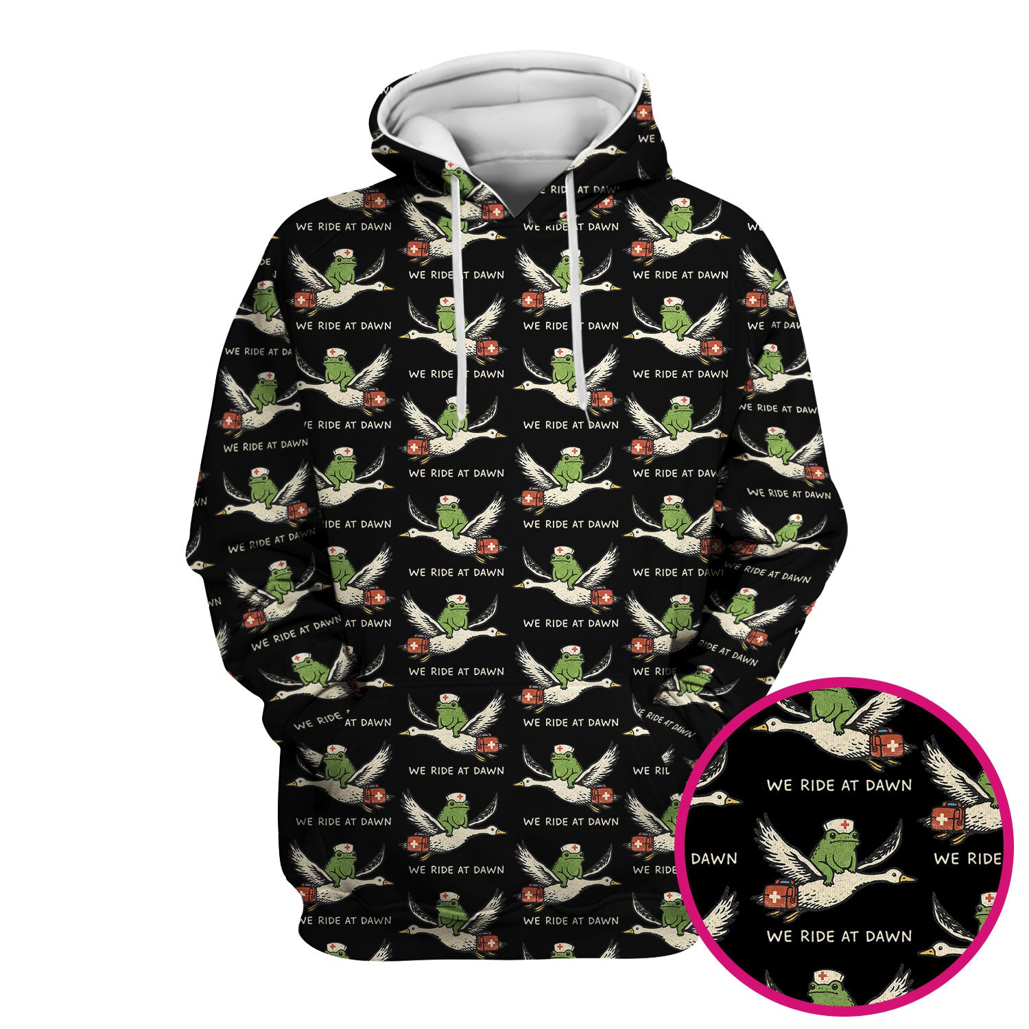 Funny Frog Riding Goose Nurse Pattern Scrub Top, Comfortable Scrubs for Nurses