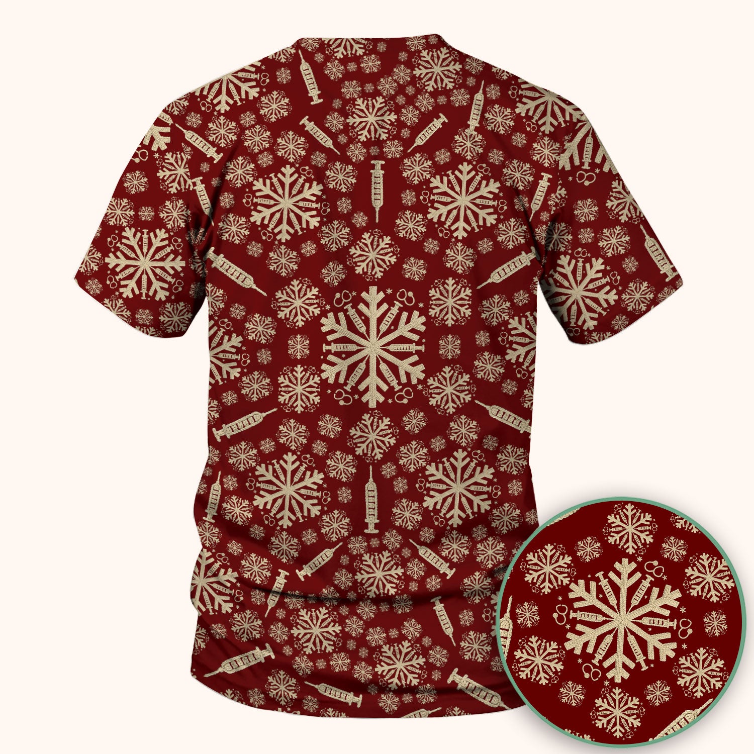 Snowflake Syringe Scrubs for Women - Festive Medical Top - Funny Christmas Scrub Shirt for Nurse - Holiday Gift
