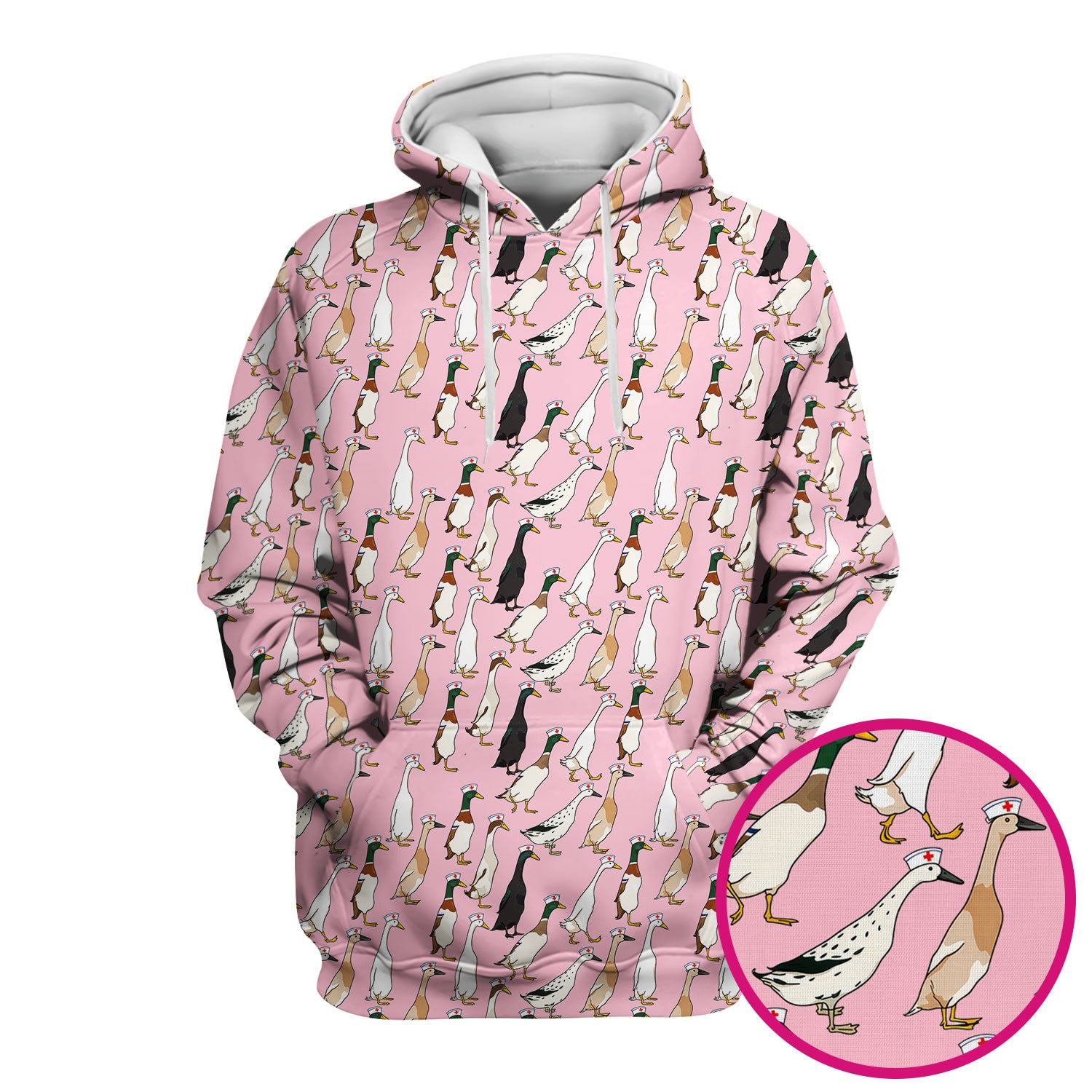 Funny Nurse Duck Pattern Scrub Top, Comfortable Scrubs for Nurses