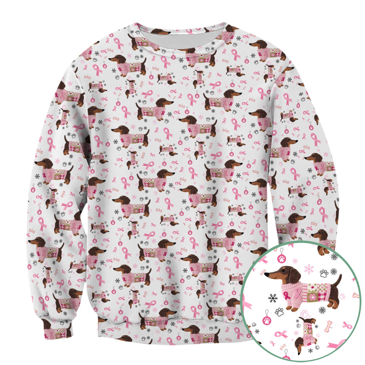 Dachshund Breast Cancer Awareness Scrub - Puppy Dog Pink Ribbon Nurse Shirt - Wiener Support Fight Cancer Gift