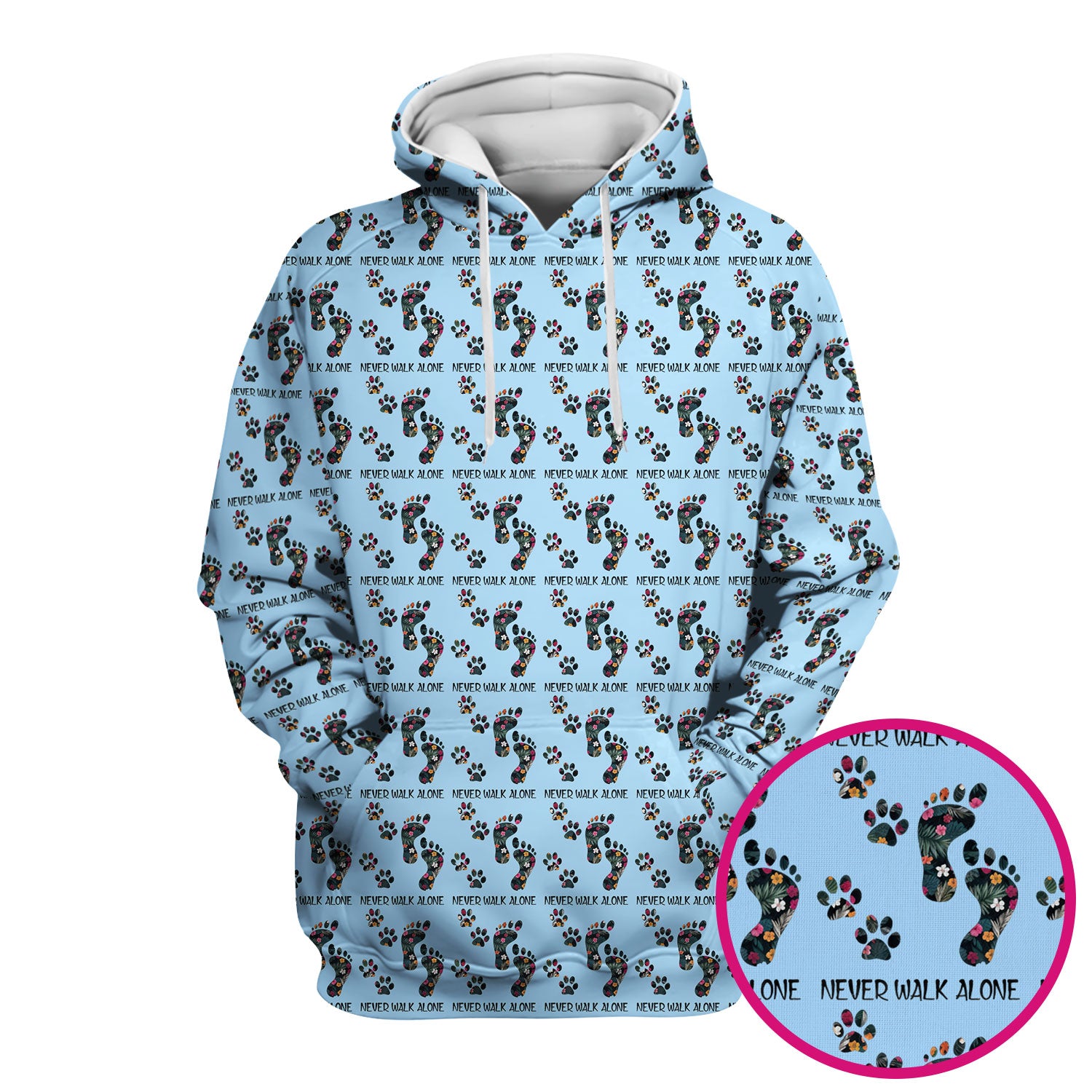 Never Walk Alone Scrub Top, Floral Paw Print Medical Scrub Shirt for Nurses, Vet Techs And Healthcare Workers
