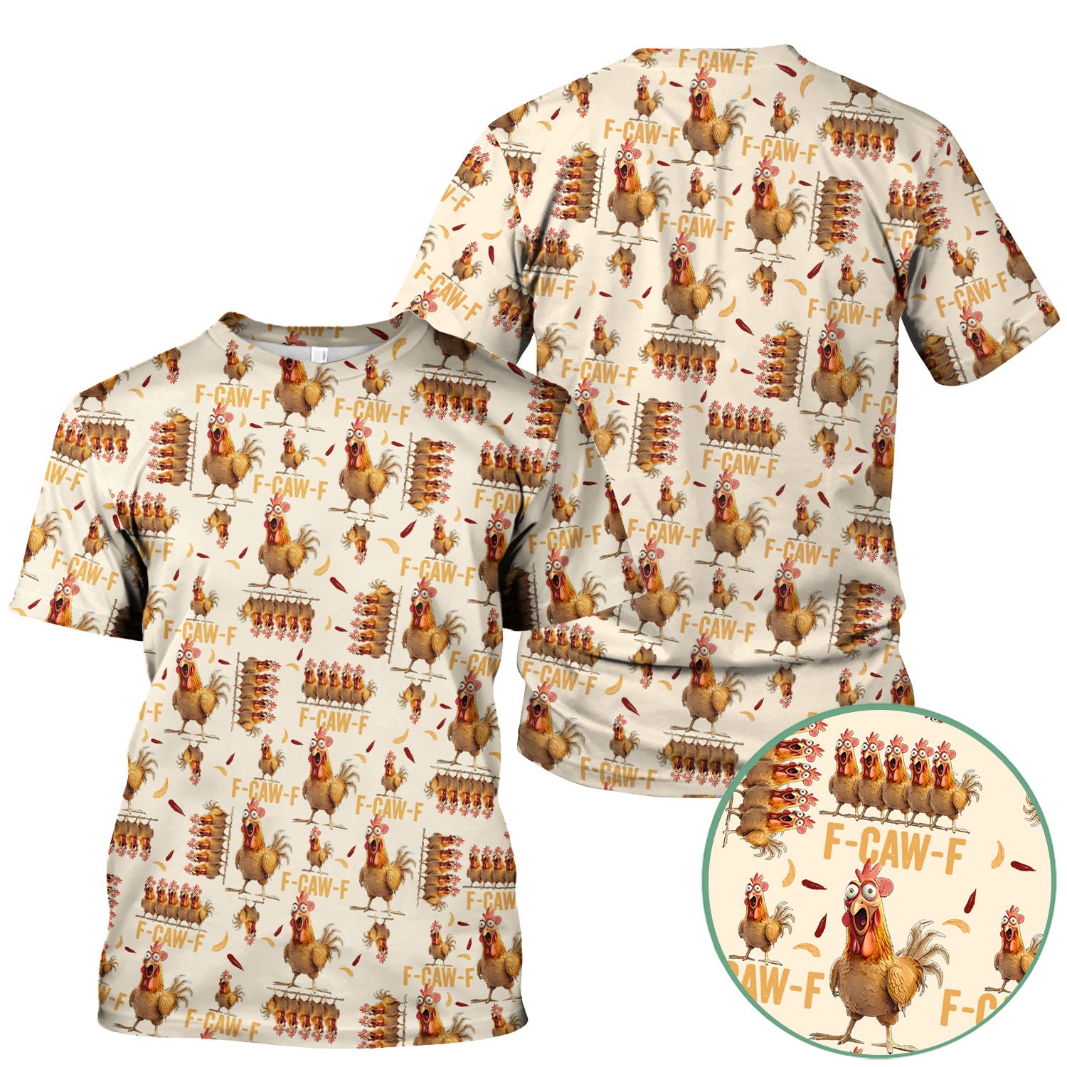Funny Chicken Nurse Scrub Top for Women - Crazy Rooster F-CAW-F Medical Shirt - Quirky Farm Animal Nursing Uniform Gift RN LPN CNA