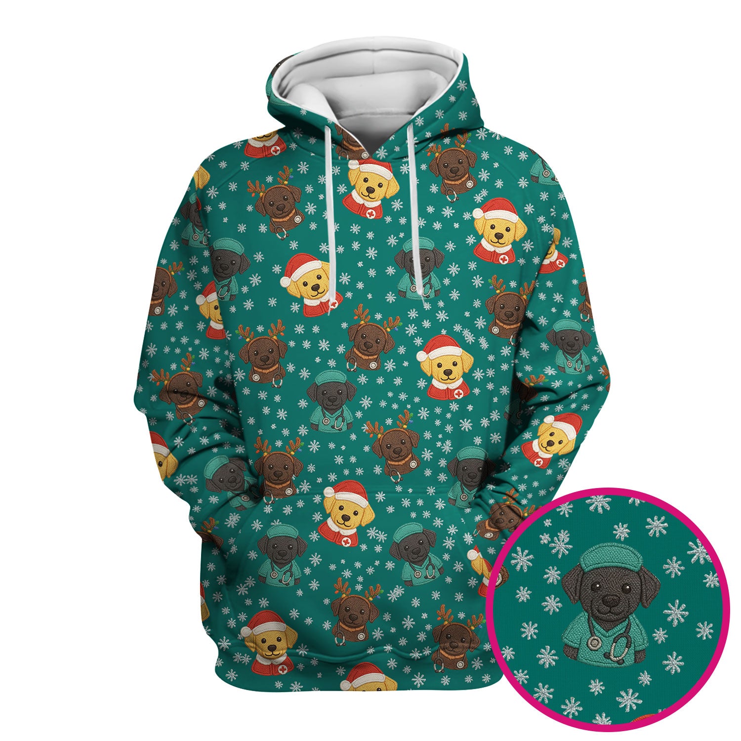 Christmas Dog Pattern Scrub Top, Cute Puppy Nurse Scrub Shirt, Holiday Nursing Uniform