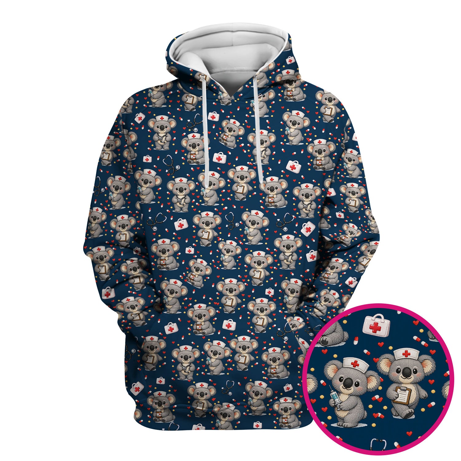 Koala Nurse Scrub Top, Cute Medical Uniform For Women, Comfortable Scrubs For Nurses