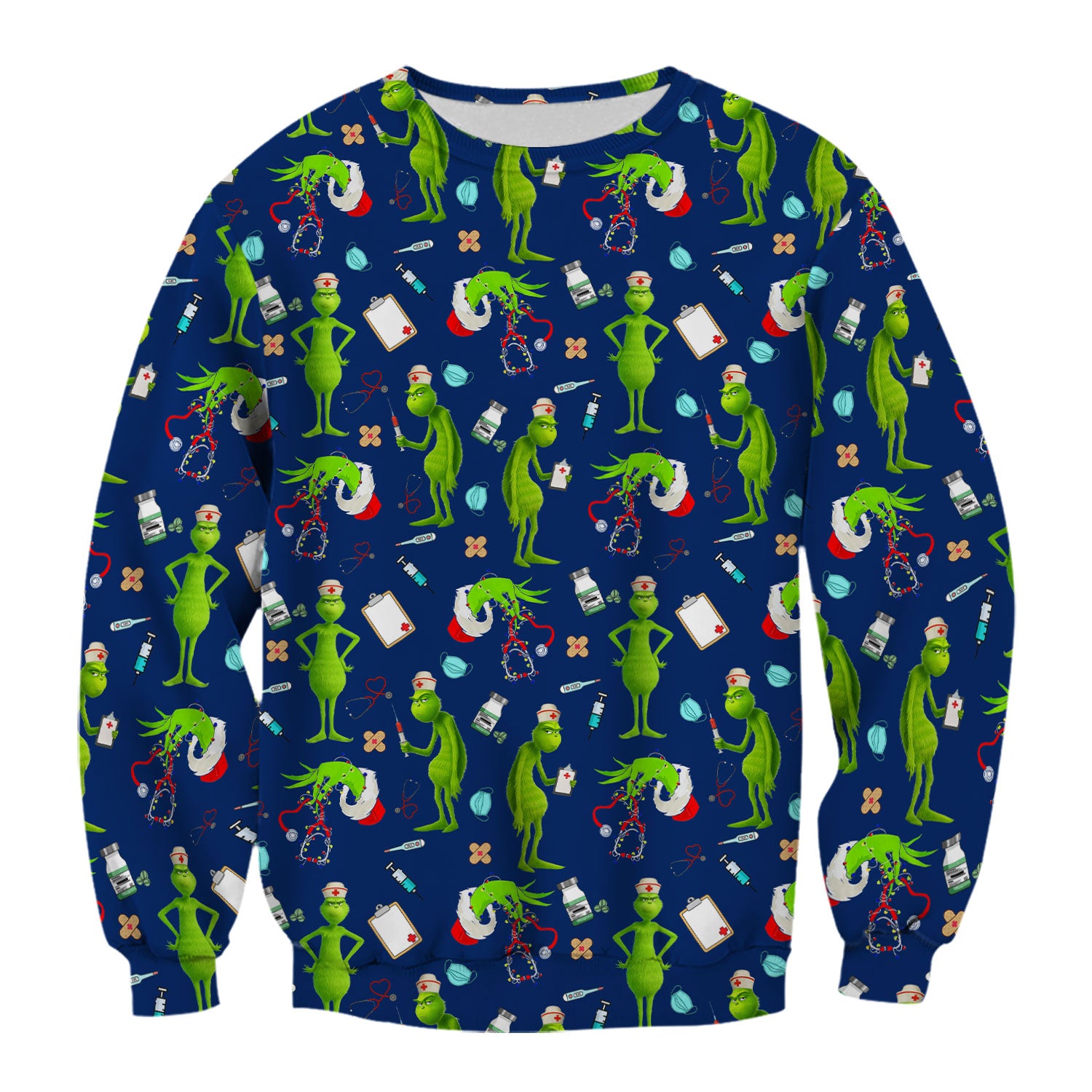 Funny Grinch Nurse Scrub Top Multi Color - Christmas Scrub Shirt for Women - Cute Holiday Nursing Work Shirt with Pockets