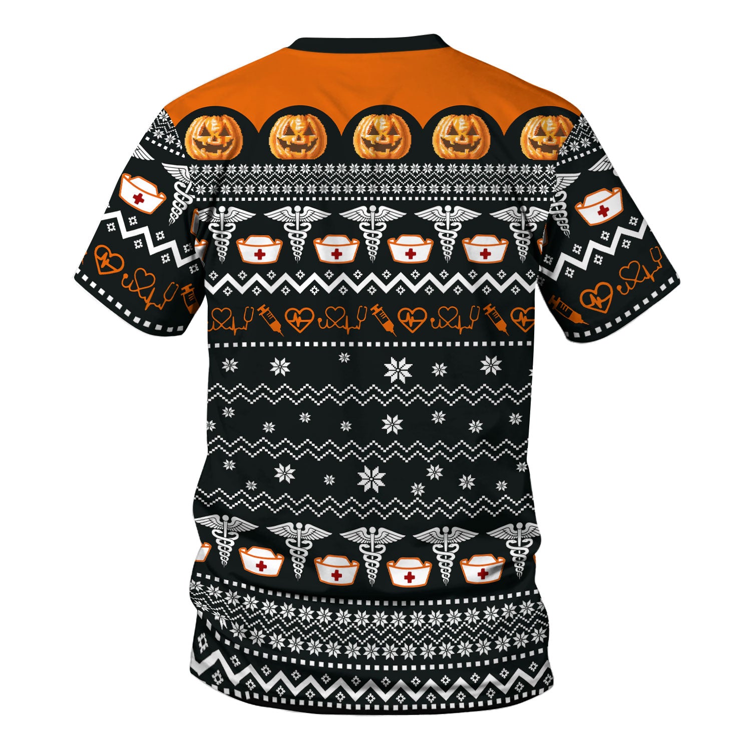 Funny Halloween Retired Nurse Scrub Top - You Can’t Scare Me Shirt - Spooky Pumpkin Medical Uniform Gift for RN LPN CNA