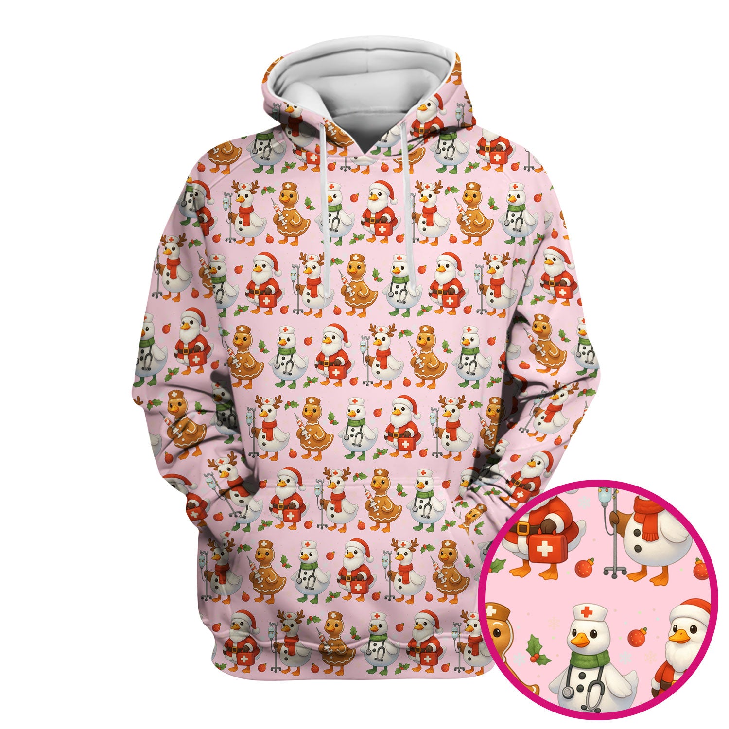 Goose Scrubs Christmas Edition - Cute Funny Pattern Medical Scrub Top for Women - Holiday Christmas Scrubs with Playful Goose Design