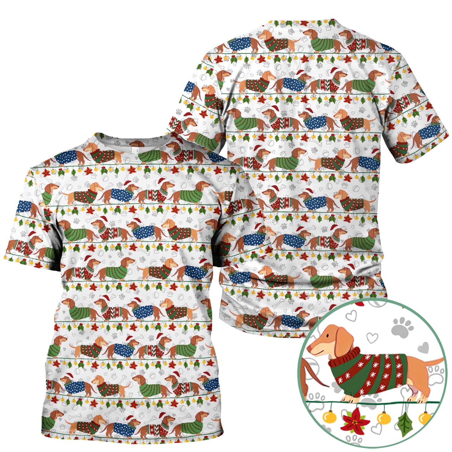 Holiday Wiener Dog Nurse Scrub Top - Festive Sausage Dog Christmas Medical Shirt for RN CNA LPN Women