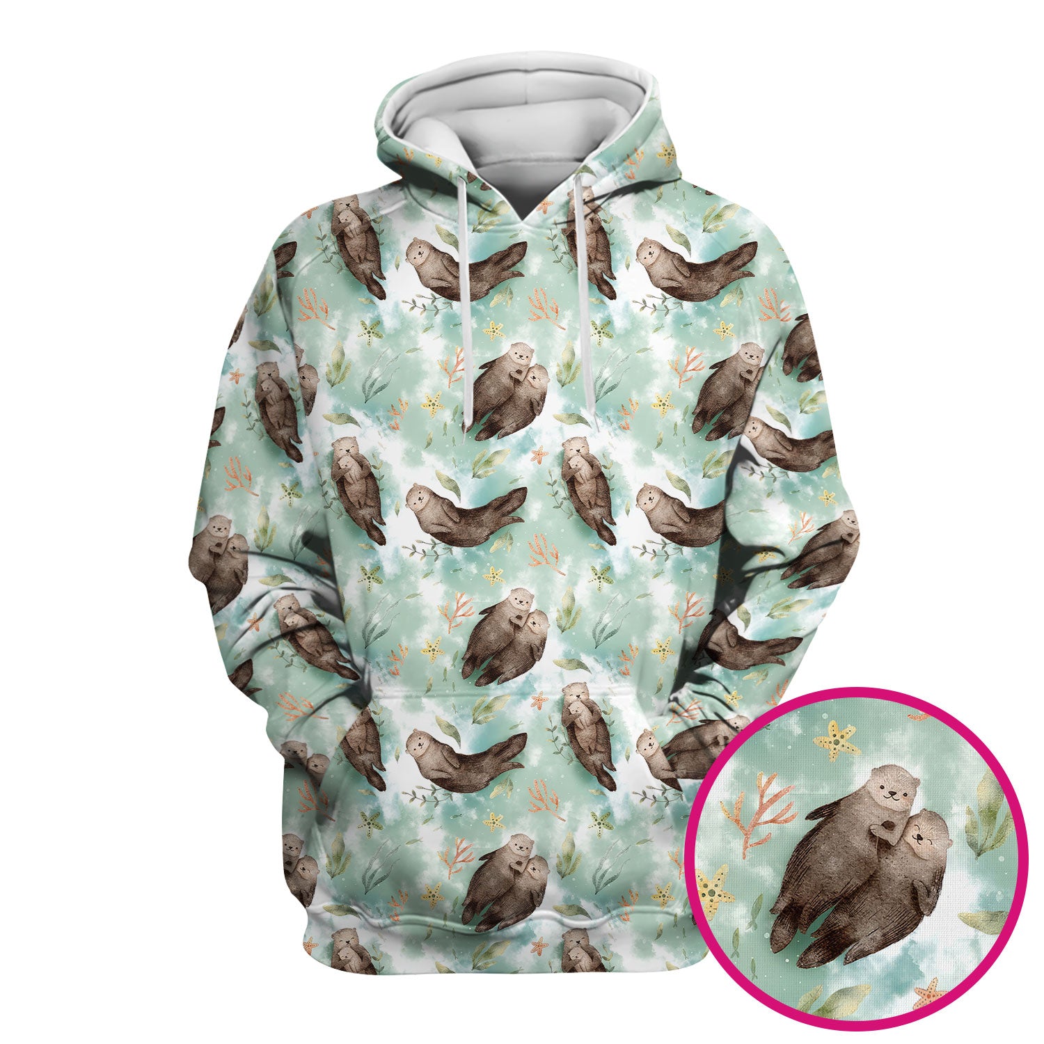 Cute Sea Otter Watercolor Print Scrub Top for Women, Breathable Nursing Uniform