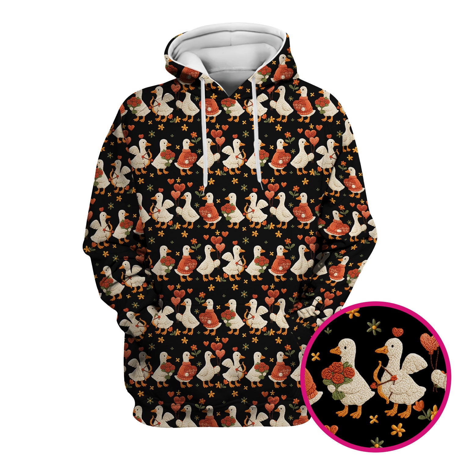 Cute Goose Nurse Scrub Top, Valentine Farm Medical Pattern Shirt, Breathable Fabrics Nursing Uniform