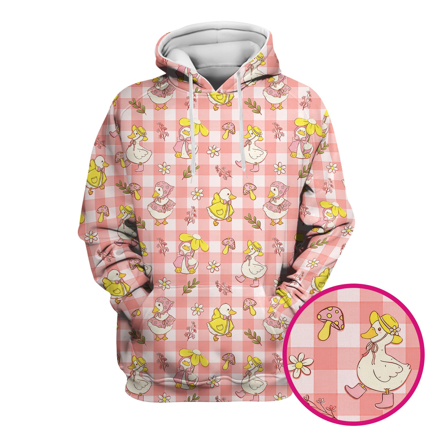 Cute Duck Outfit Gingham Pattern Scrub Top, Comfortable Scrubs for Nurses