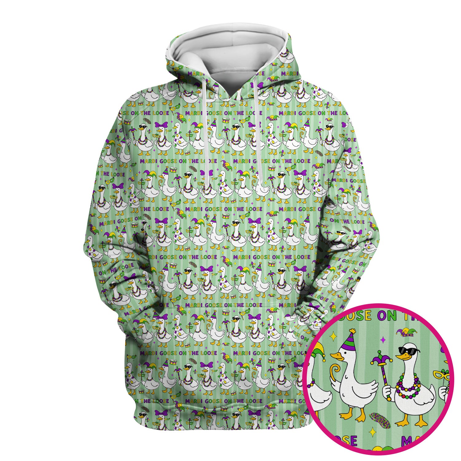 Mardi Gras Goose Nurse Scrub Top, Funny Carnival Medical Pattern Nurse Shirt, Breathable Fabrics Nursing Uniform