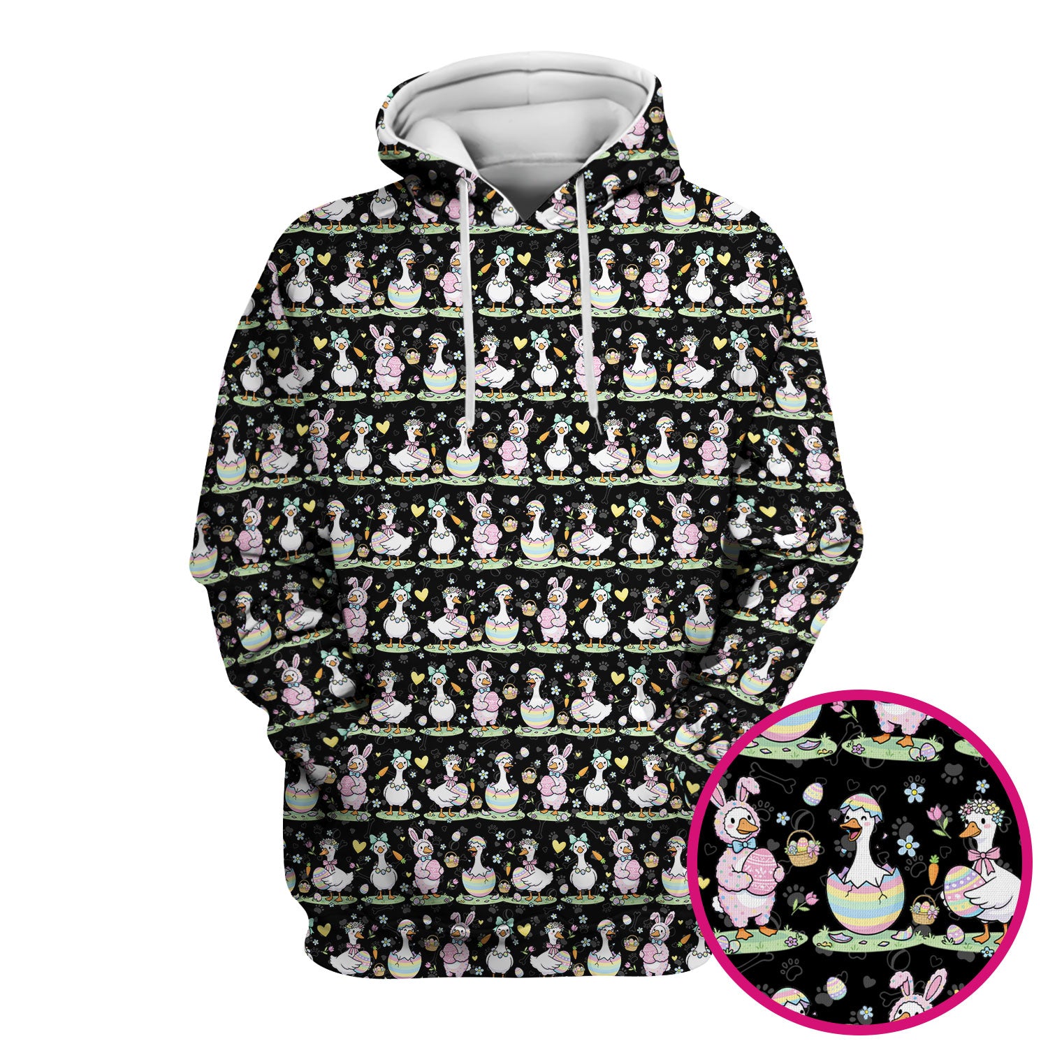 Pastel Easter Goose Bunny Egg Pattern Scrub Top, Comfortable Scrubs for Nurses