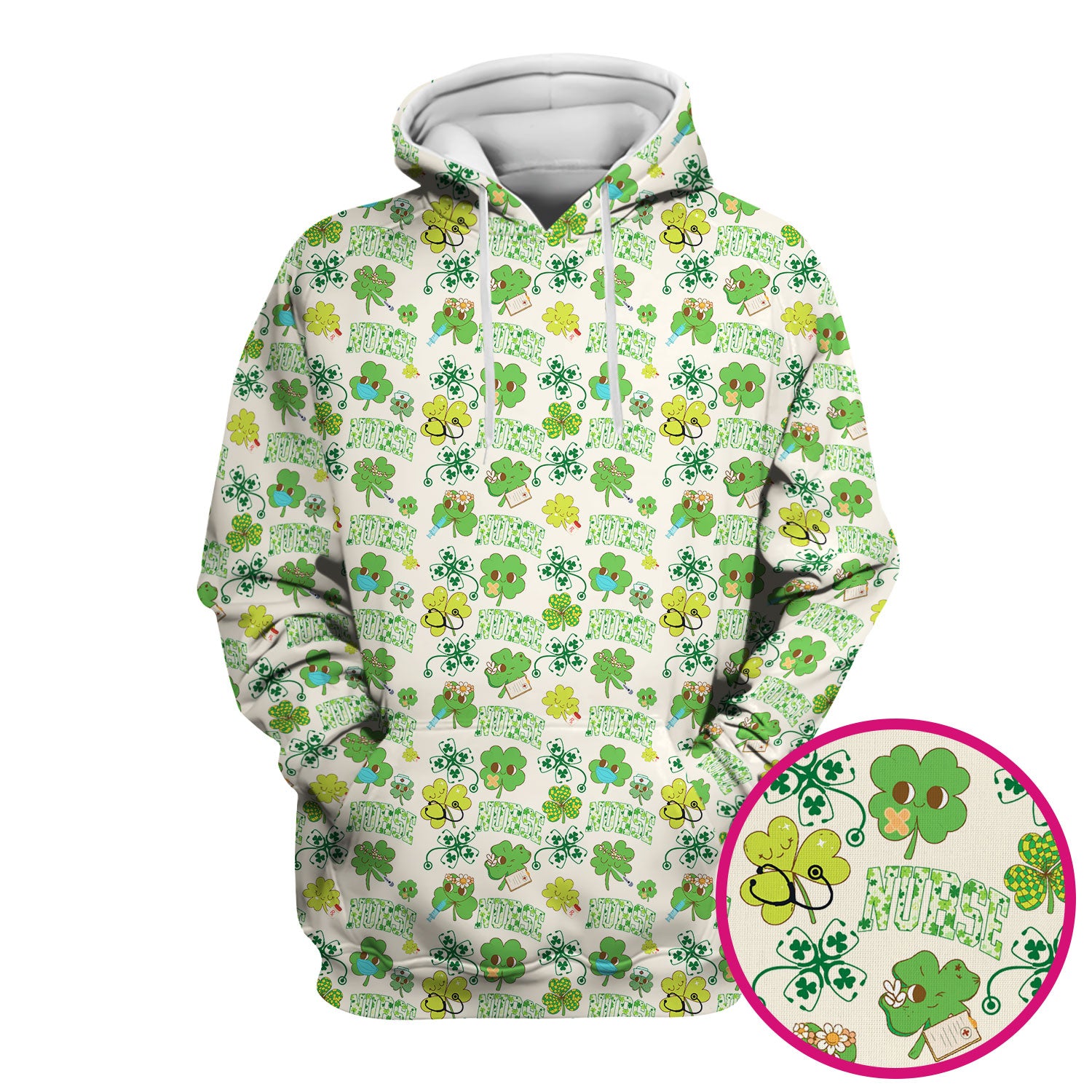 Lucky Shamrock Nurse Scrub Top, St. Patrick’s Day Nursing Shirt, Breathable Fabrics Nursing Uniform
