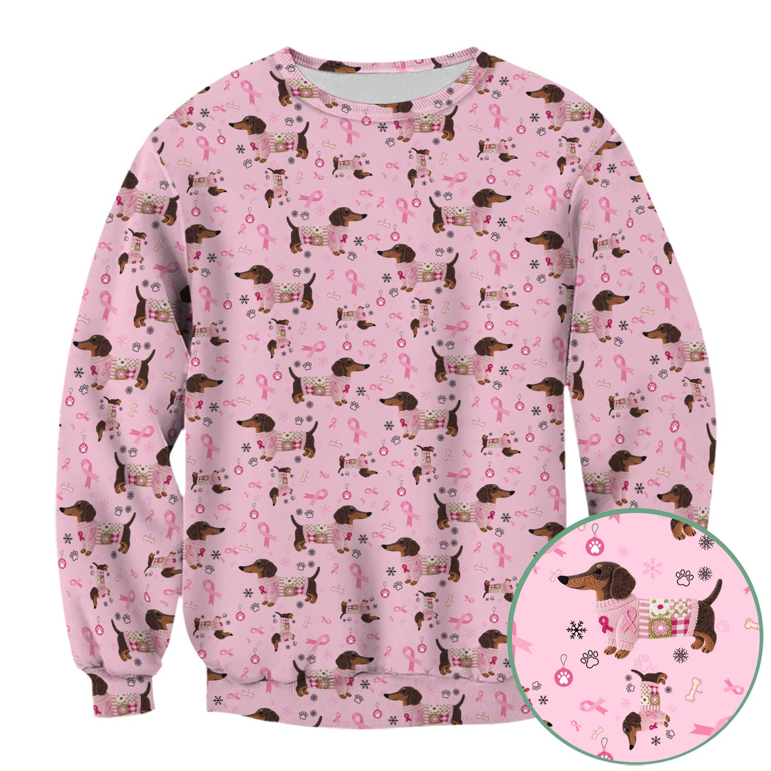 Pink Dachshund Breast Cancer Awareness Scrub Top - Puppy Dog Ribbon Nurse Shirt - Wiener Support Fight Cancer Medical Uniform Gift