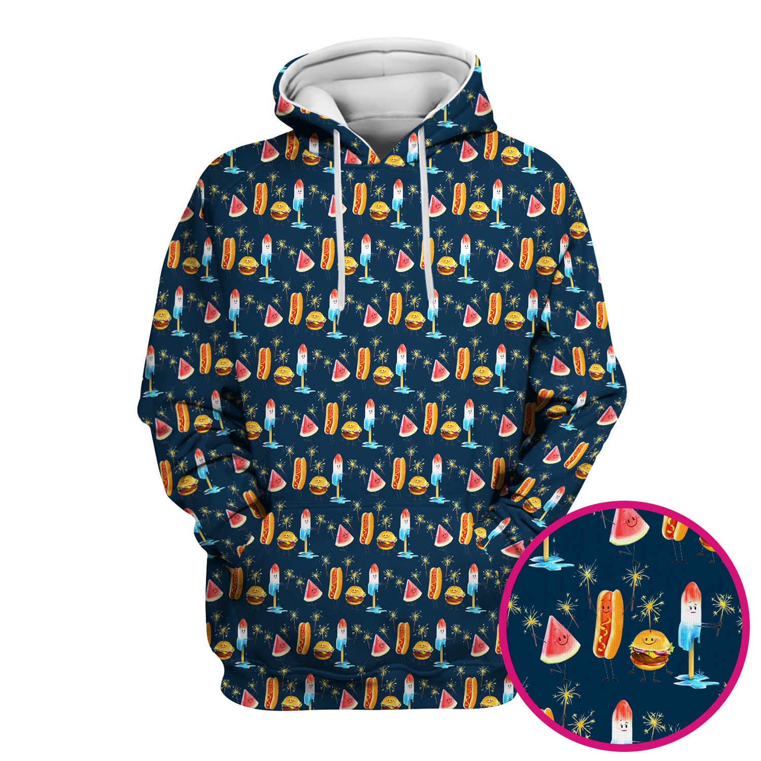 Funny Summer Food Icons Pattern Scrub Top, Comfortable Scrubs for Nurses
