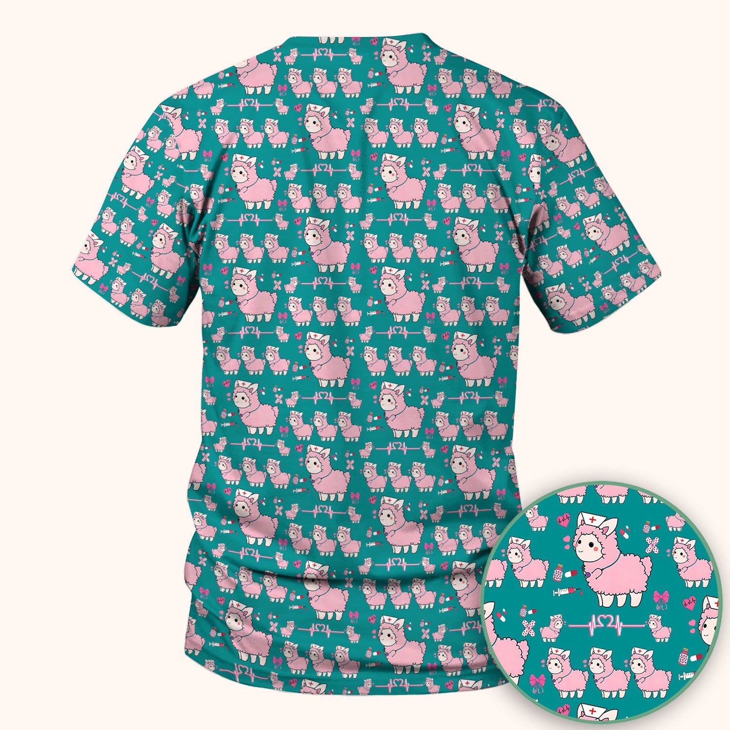 Llama Ain't Got Time For Your Drama Scrub Top, Funny Pattern Scrub Shirt, Breathable Fabrics Nursing Uniform
