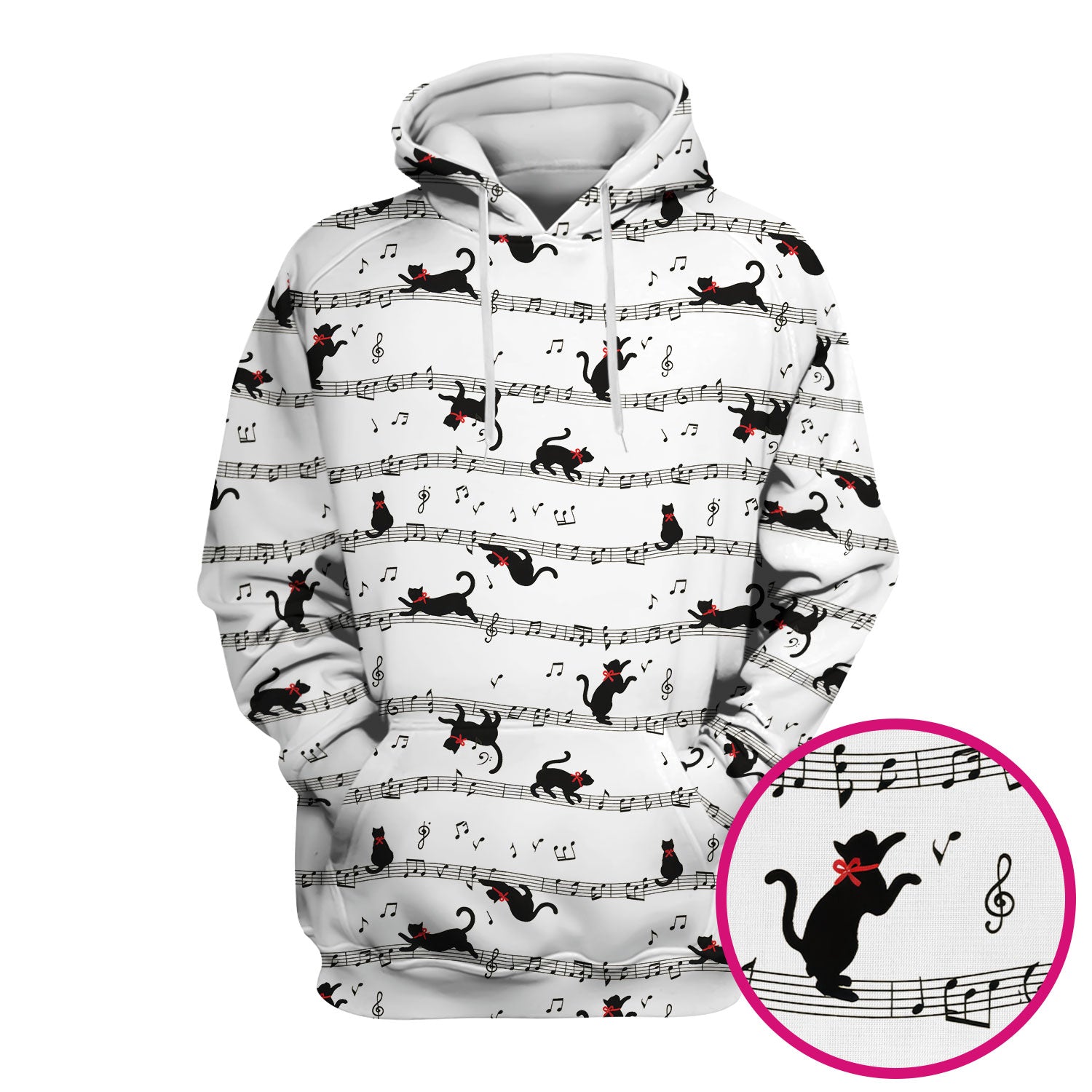 Cute Dancing Black Cat Music Staff Pattern Scrub Top, Comfortable Scrubs for Nurses