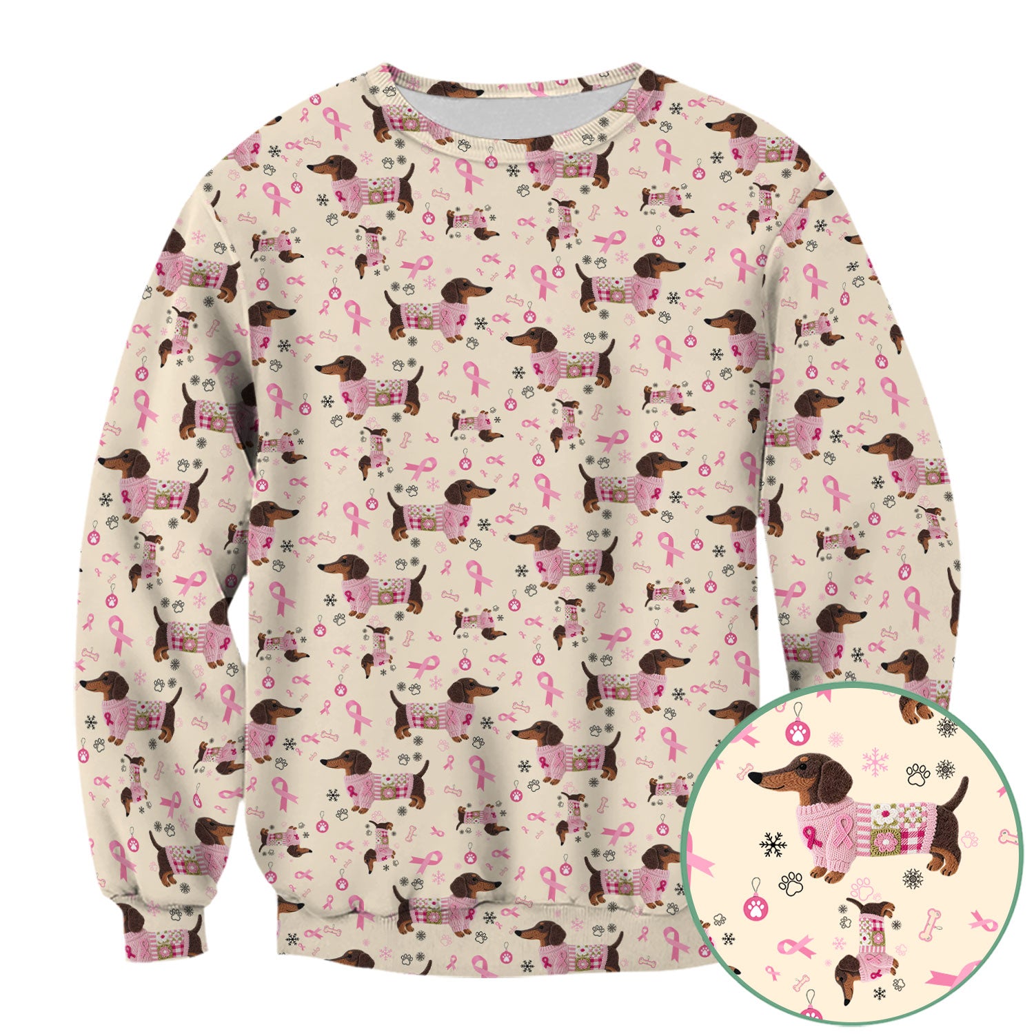 Pink Dachshund Breast Cancer Awareness Scrub Top - Puppy Dog Ribbon Nurse Shirt - Wiener Support Fight Cancer Medical Uniform Gift
