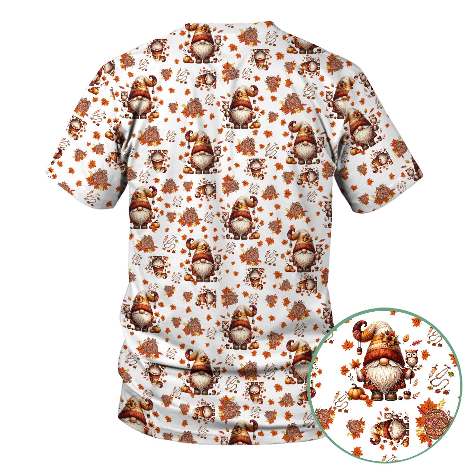 Autumn Leaves Pumpkin Scrubs for Women - Comfortable Scrubs for Nurses - Breathable Fabrics Nursing Uniform
