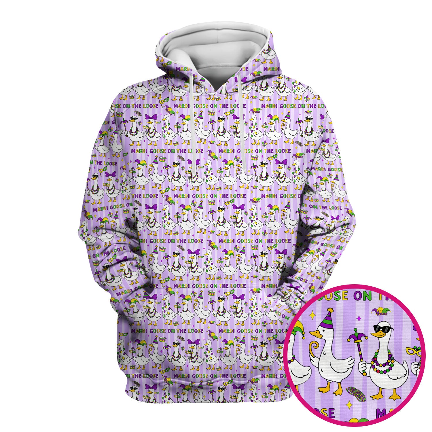 Mardi Gras Goose Nurse Scrub Top, Funny Carnival Medical Pattern Nurse Shirt, Breathable Fabrics Nursing Uniform