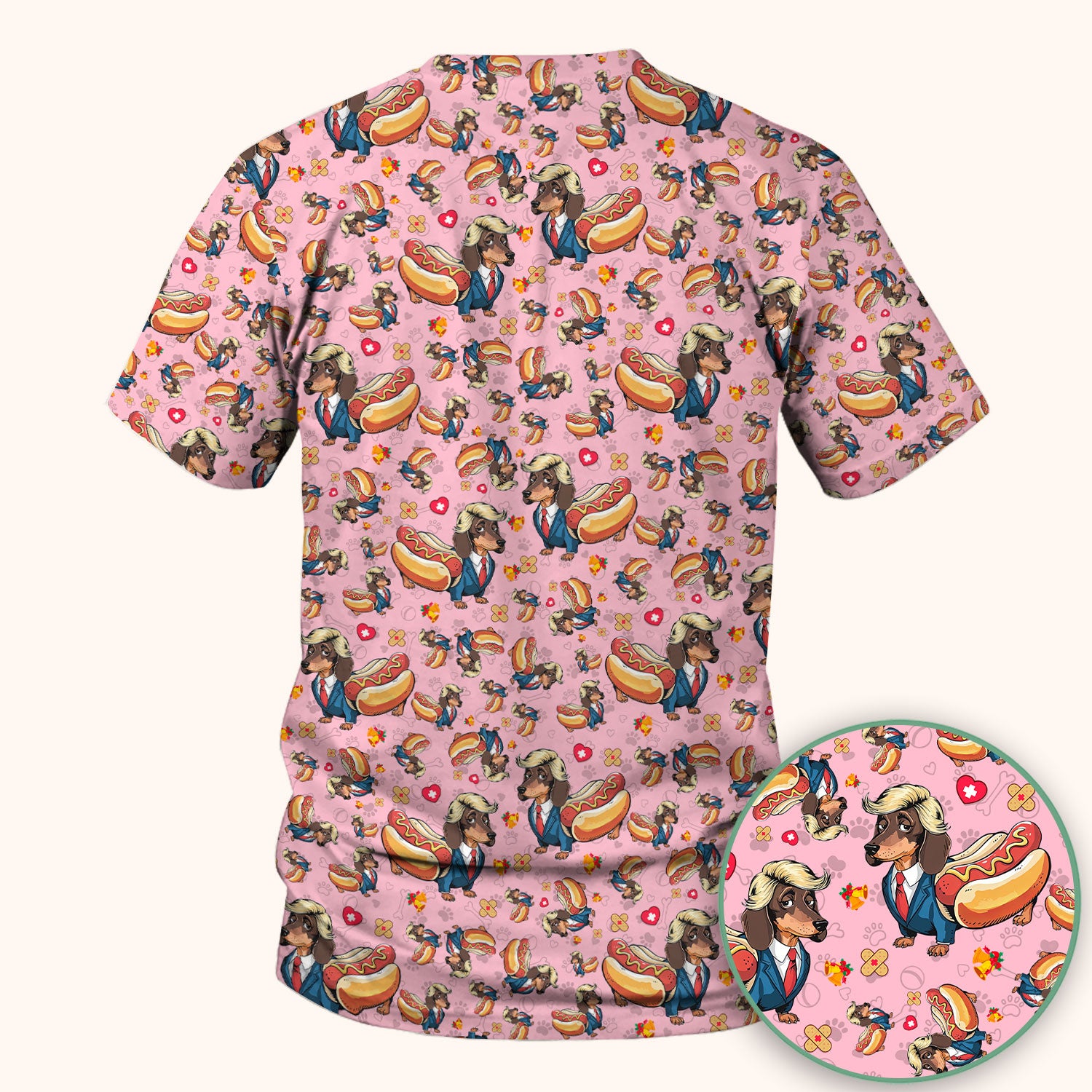 They're Eating The Dogs - Funny Dachshund Hot Dog Scrub Top - Hilarious Medical Uniform