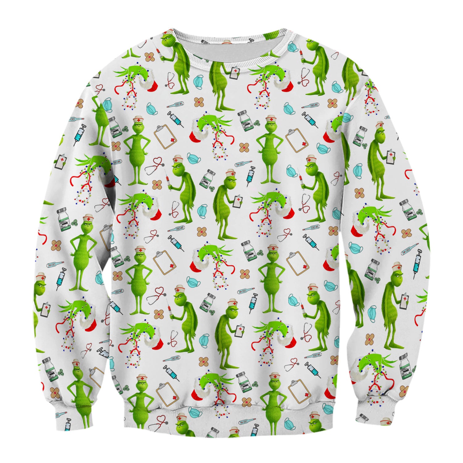 Custom Grinch Nurse Scrub Top - Funny Christmas Scrub Shirt Multi Color - Cute Holiday Nursing Workwear with Pockets