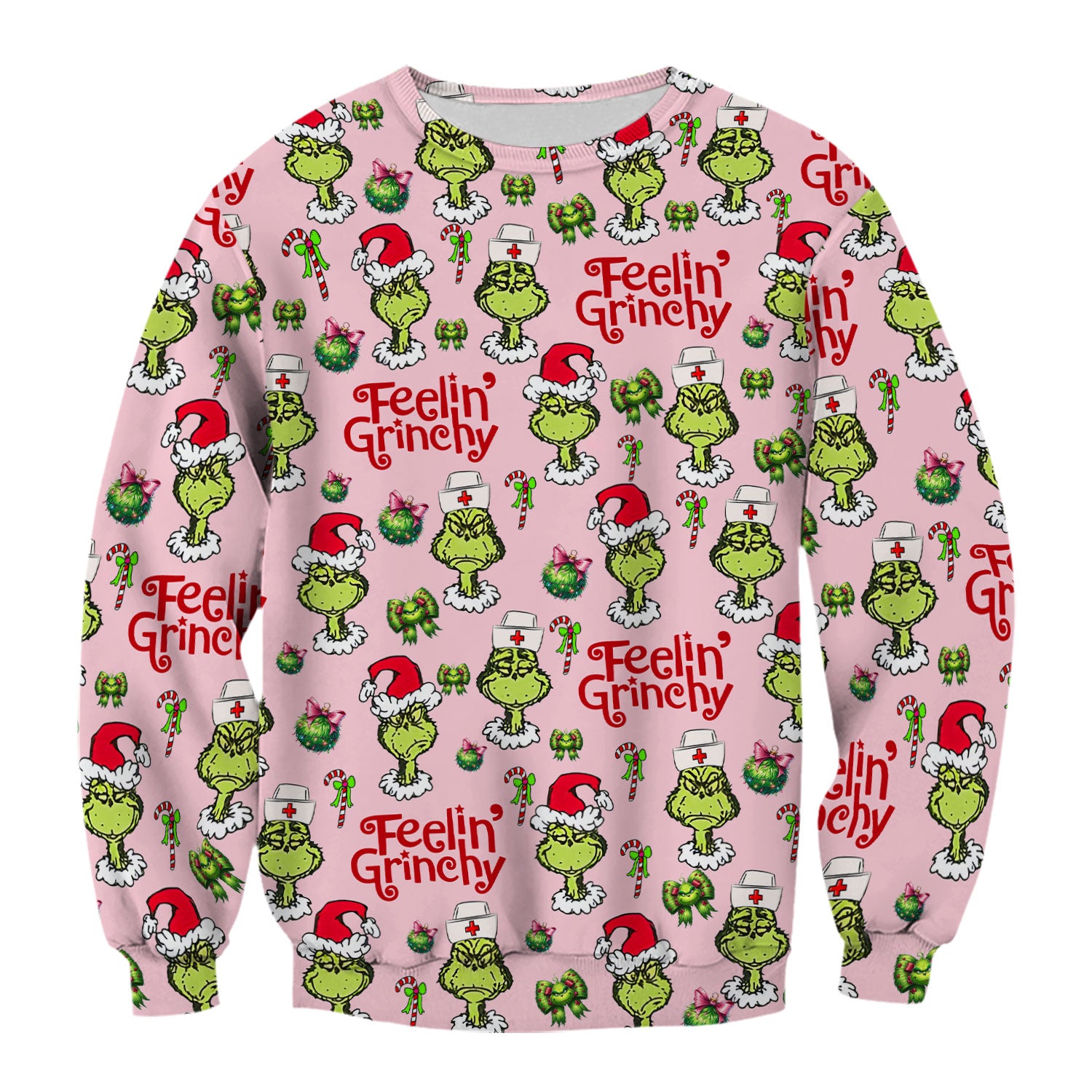 Grinch Nurse Christmas Scrub - Feelin‰۪ Grinchy Top - Funny Holiday Medical Uniform Gift for RN CNA LPN