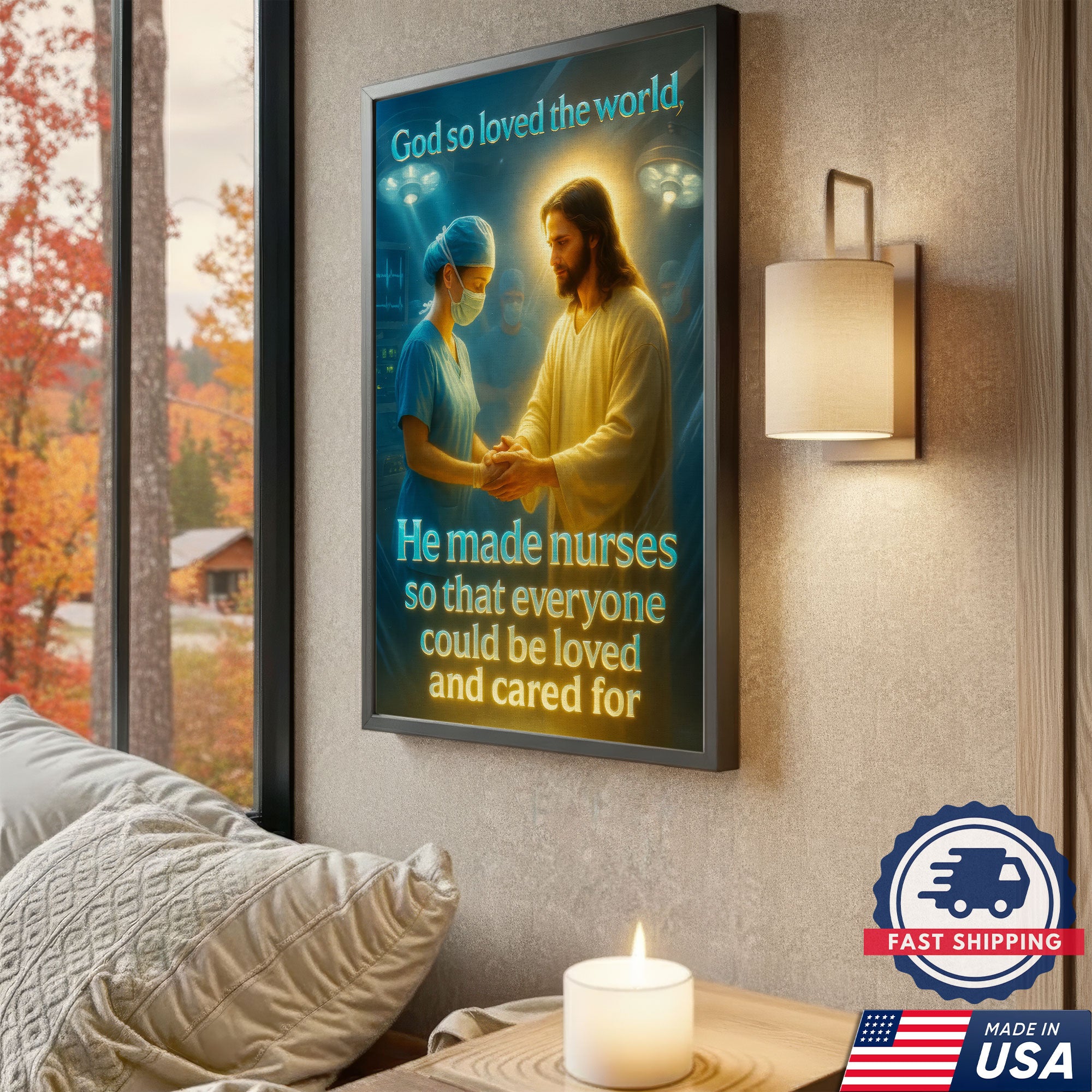 God So Loved The World He Made Nurses Canvas, Christian Faith Gift for RN LPN CNA