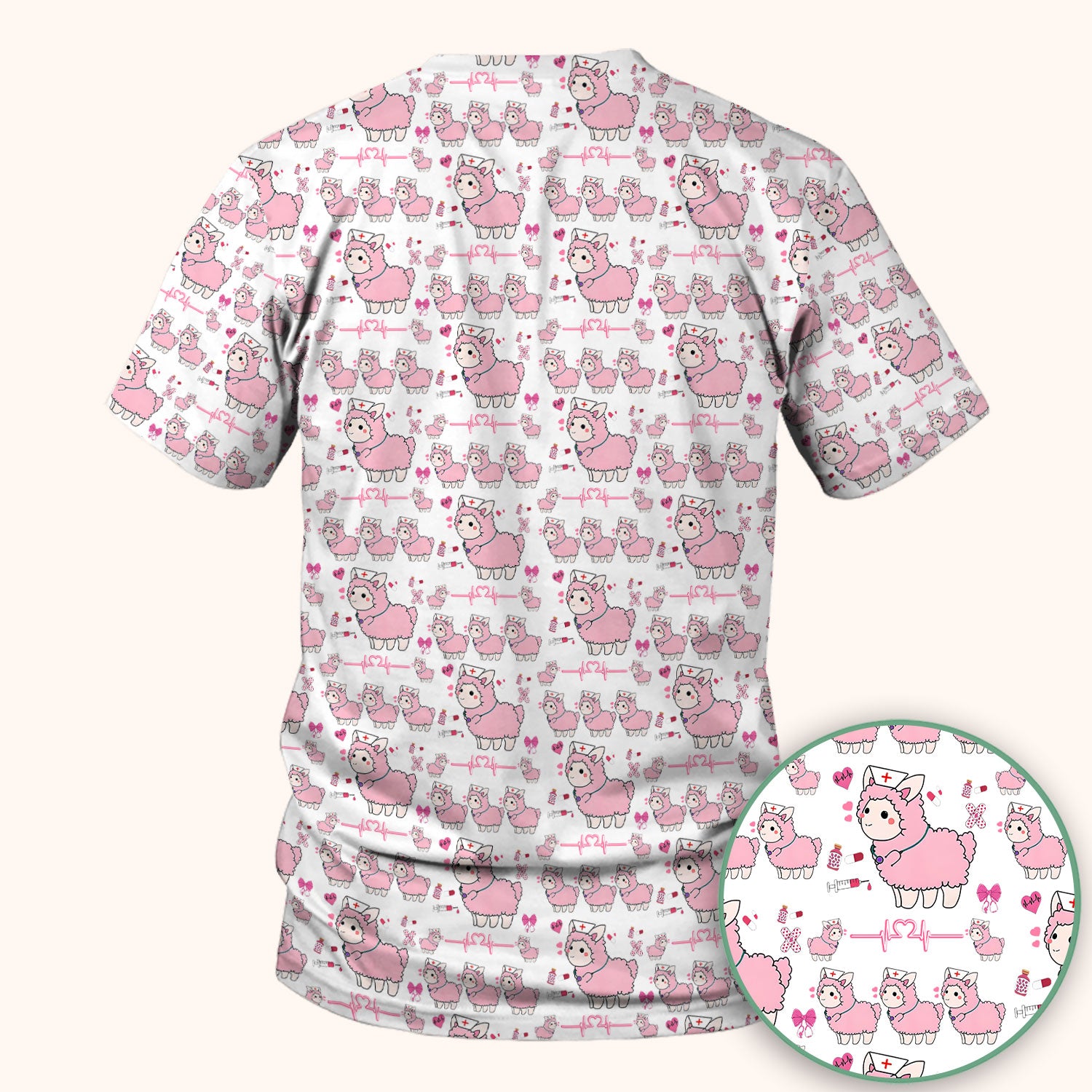 Llama Ain't Got Time For Your Drama Scrub Top, Funny Pattern Scrub Shirt, Breathable Fabrics Nursing Uniform