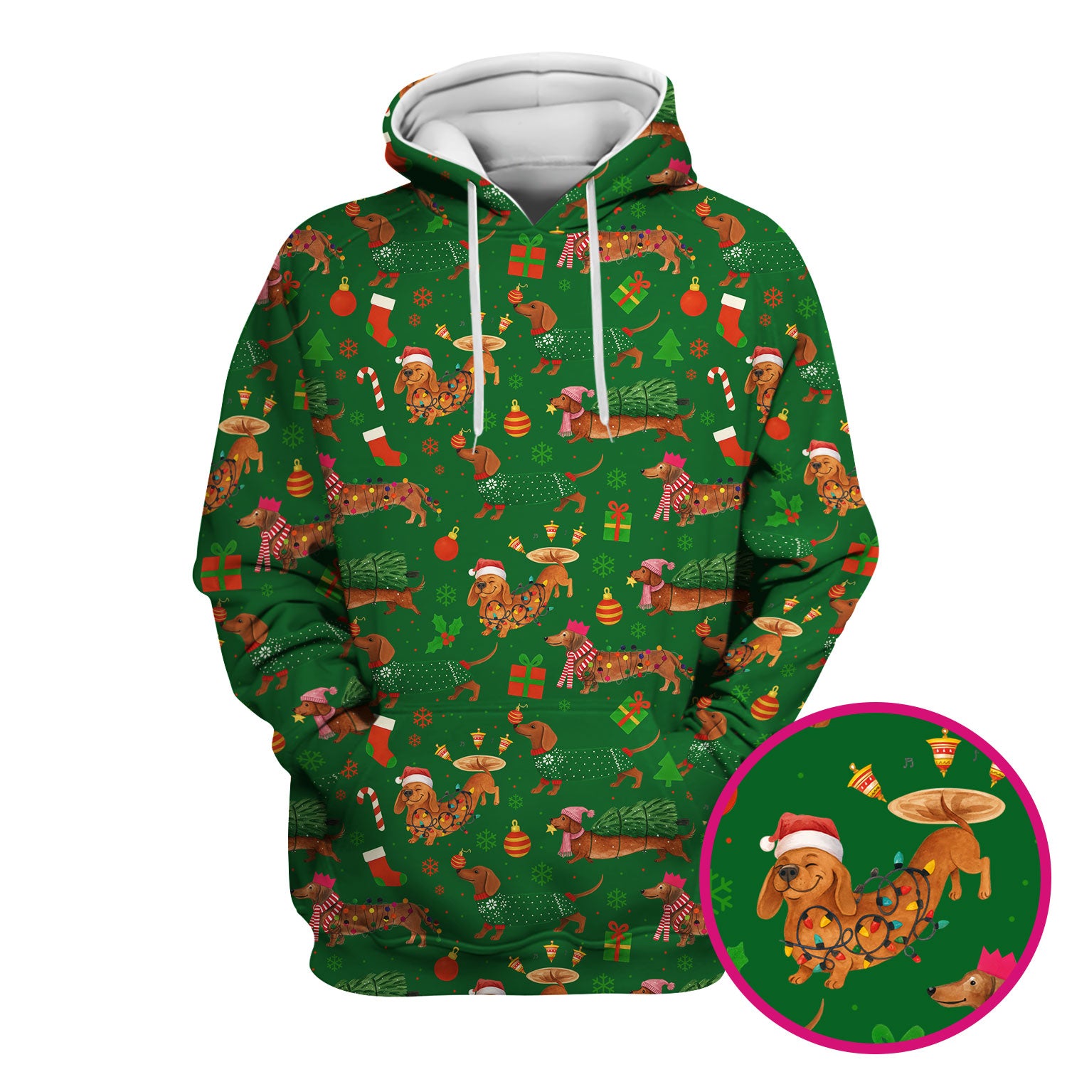 Dachshund Christmas Scrub Shirt - Multi Color Dog Print Scrubs - Funny Holiday Scrubs Gift for Women Men, Nurse, CNA, RN