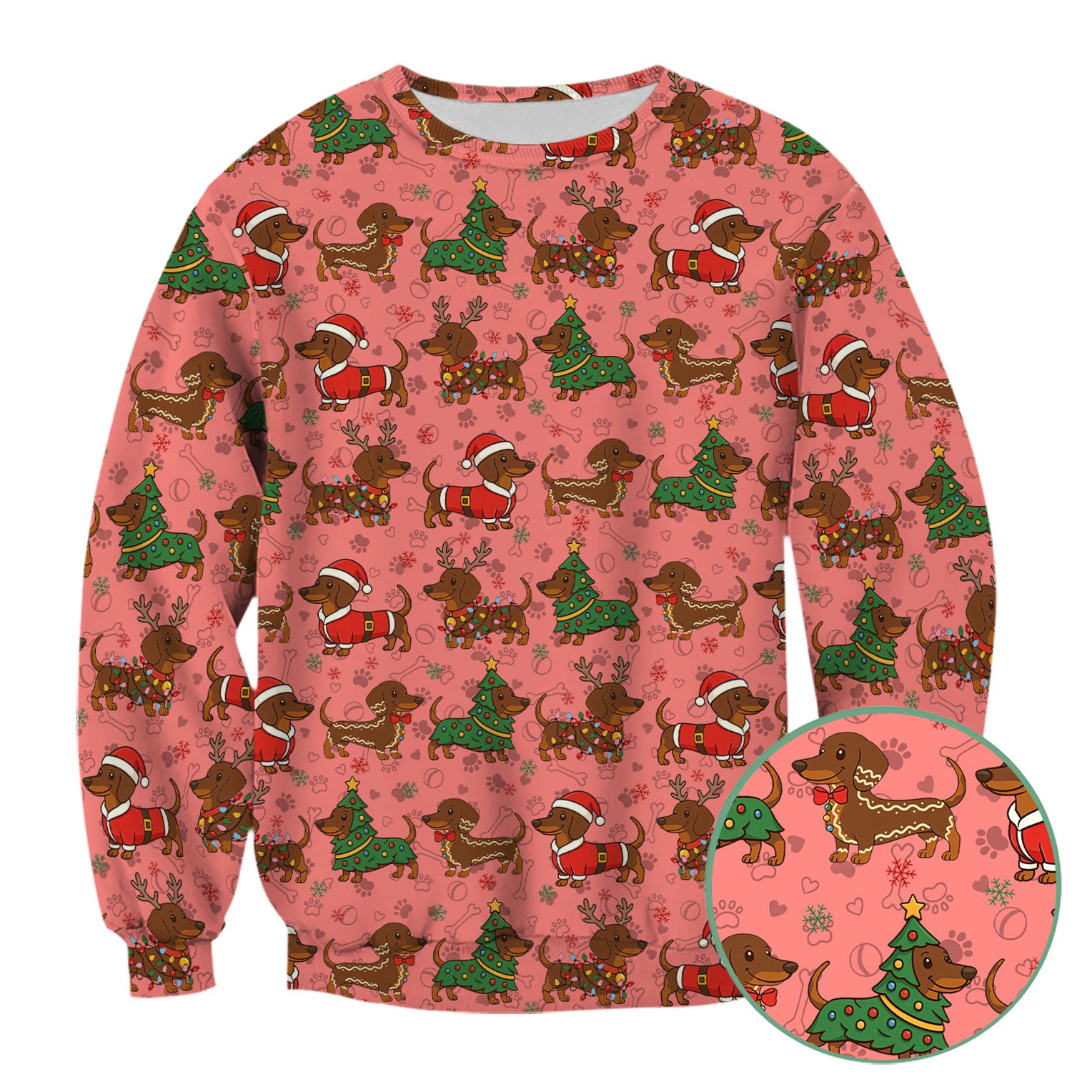 Holiday Dachshund Christmas Scrub Top - Funny Wiener Sausage Dog Nurse Shirt - Adorable Dog Lover Gift for RN CNA LPN