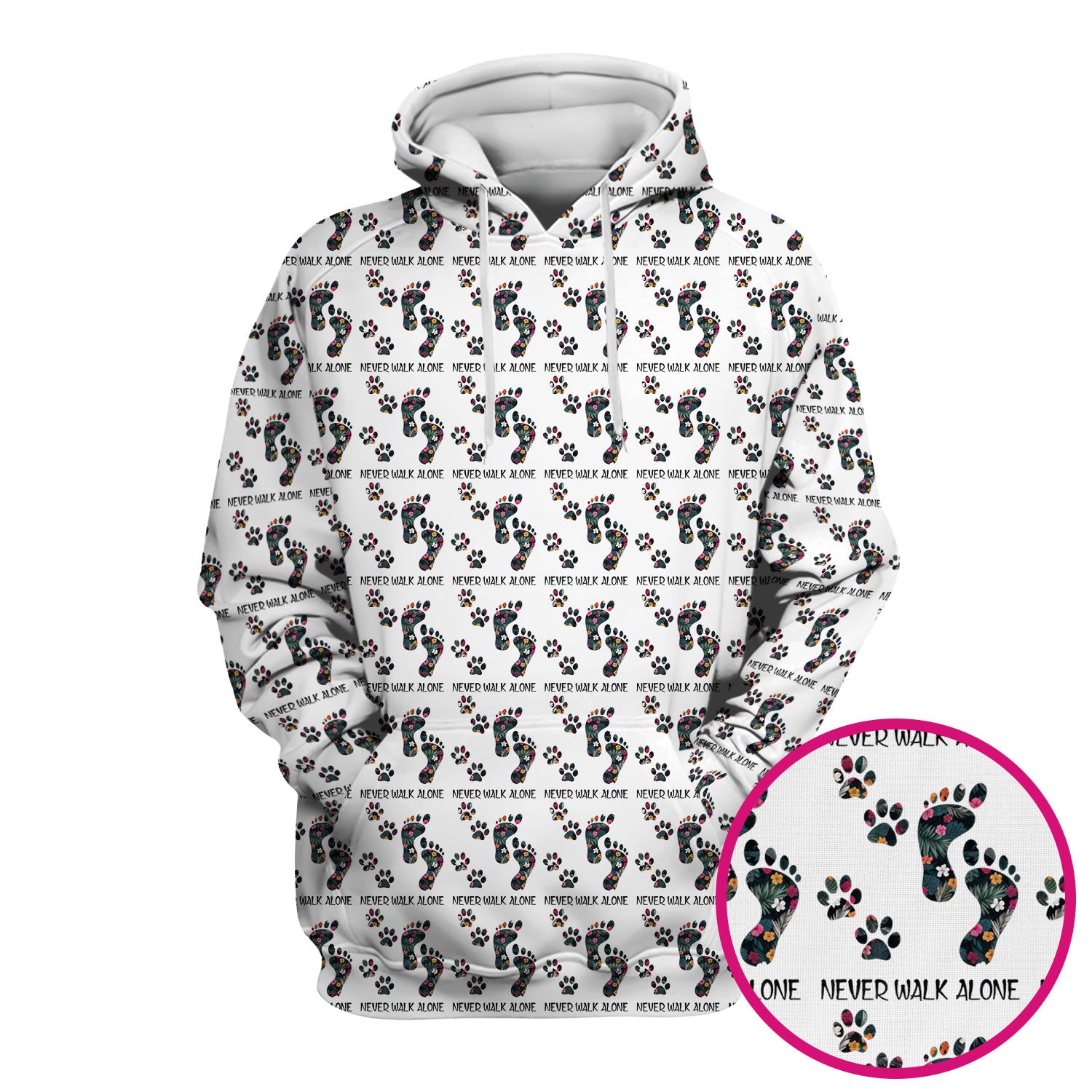 Never Walk Alone Scrub Top, Floral Paw Print Medical Scrub Shirt for Nurses, Vet Techs And Healthcare Workers