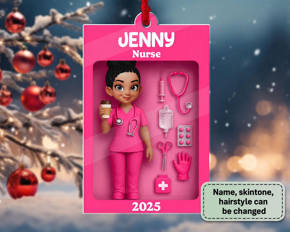 Personalisierter Namens-Schneekugel-Anhänger als Enten-Krankenschwester, Weihnachtsgeschenk für Pflegefachkräfte, personalisierte Weihnachtsdeko