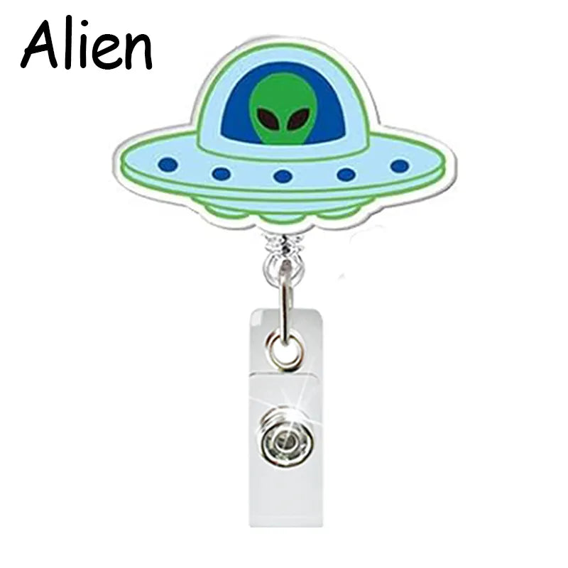 Funny Nurse Badge Reel, Cute Retractable ID Holder For Nurses LPN RN CNA ER, Cartoon Humor Badge Clips