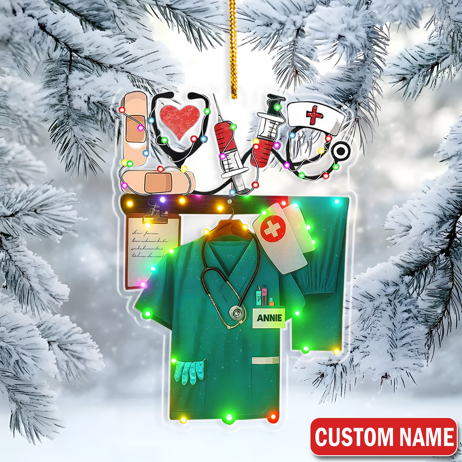 Personalized Nurse Uniform Christmas Ornament with Scrubs Stethoscope - Holiday Keepsake for Healthcare Workers N LPN CNA