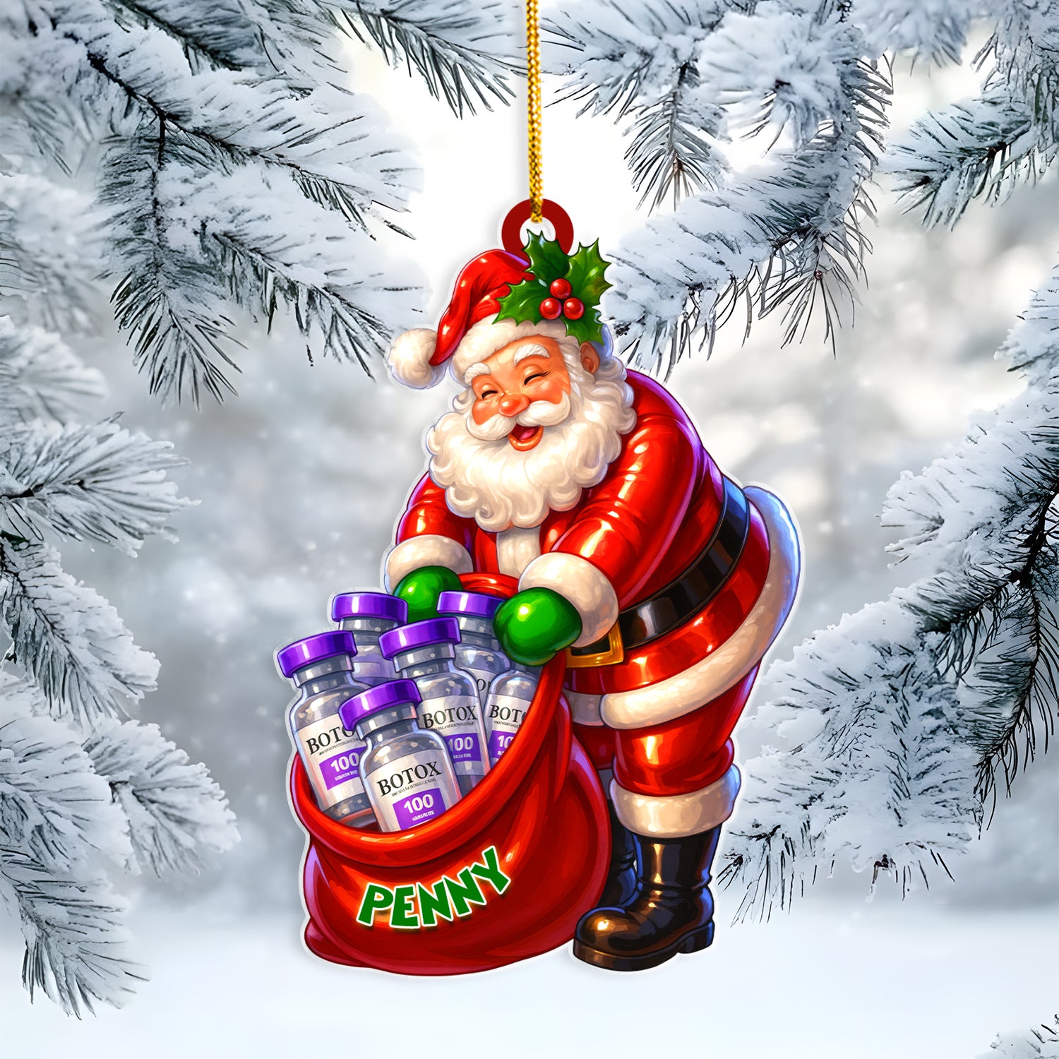 Custom Funny Christmas Ornament - Santa Claus Keepsake - Xmas Tree Clinic Decor - Gift for Friend Nurse RN LPN CNA