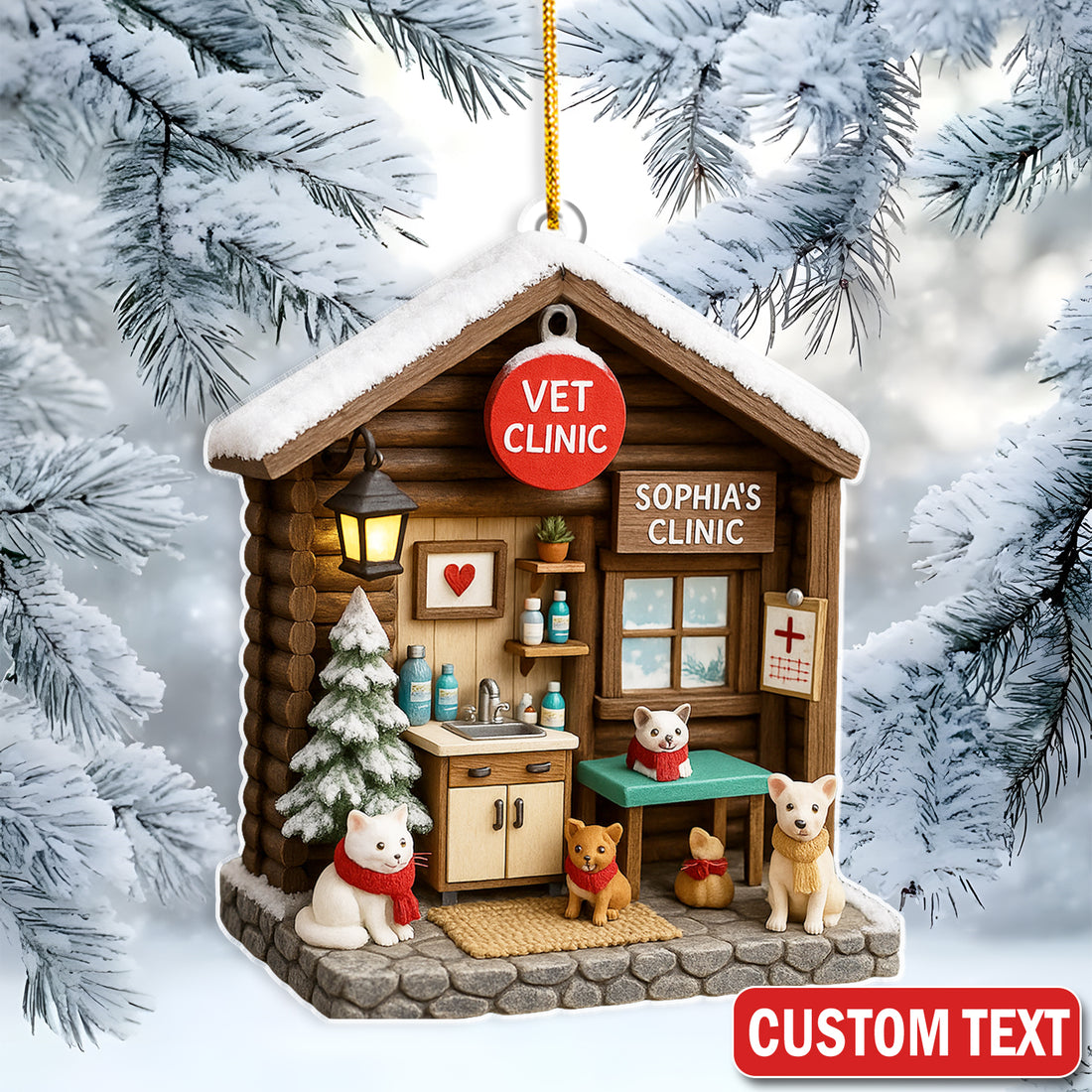 Personalized Vet Clinic Ornament, Christmas Pet Lovers Gift, Holiday Ornament Christmas Gift