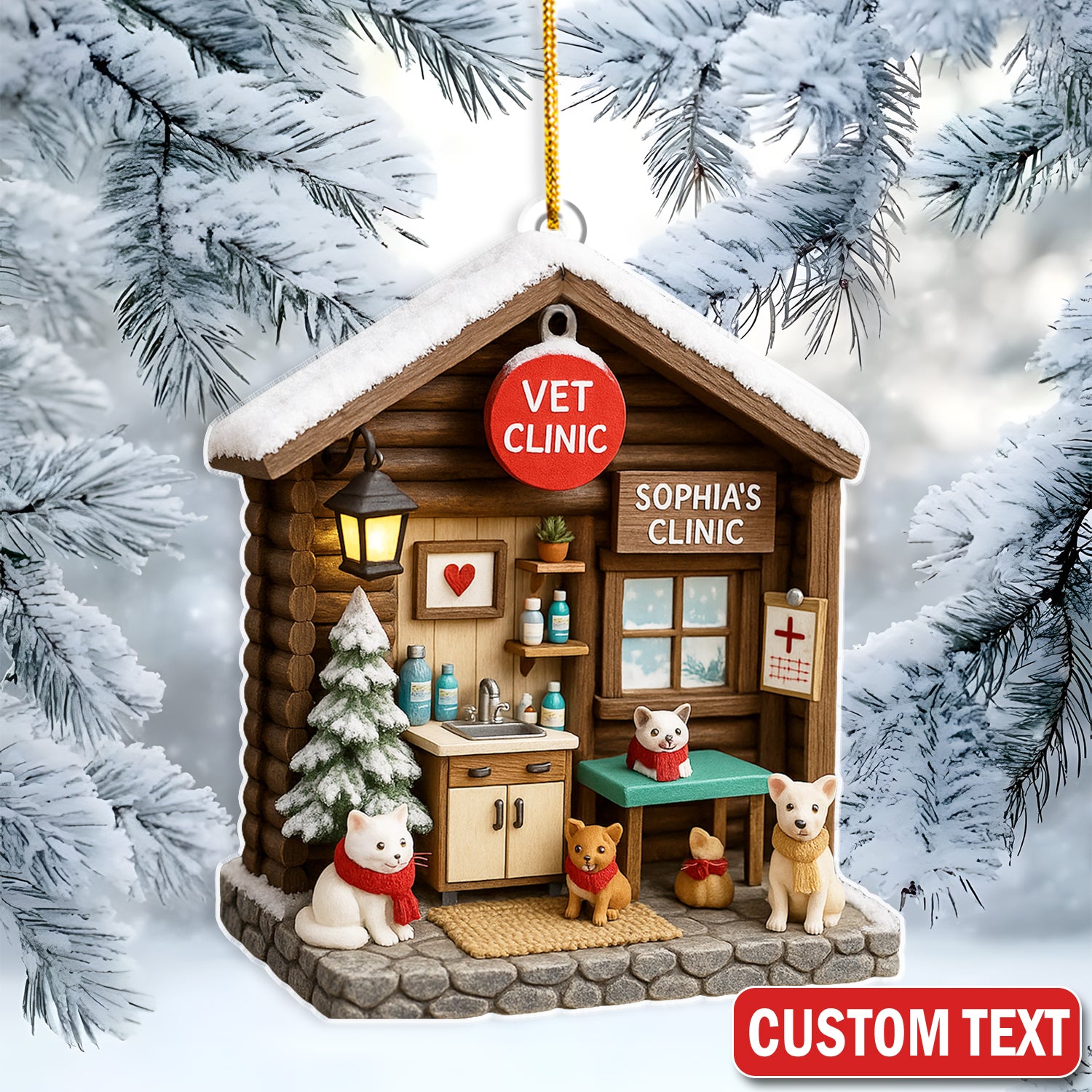 Personalized Vet Clinic Ornament, Christmas Pet Lovers Gift, Holiday Ornament Christmas Gift
