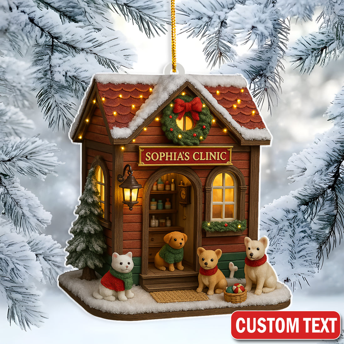 Custom Veterinarian Clinic Ornament Christmas Decoration, Holiday Decoration for Pet Lovers