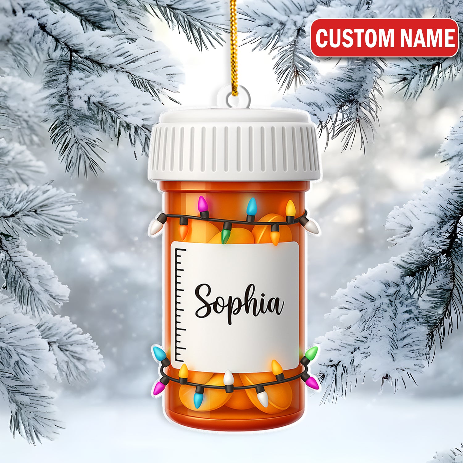 Custom Name Pharmacy Ornament, Funny Pill Bottle Christmas Ornament For Pharmacist, Nurse, Doctor, Or Med Student, Unique Medical Gift