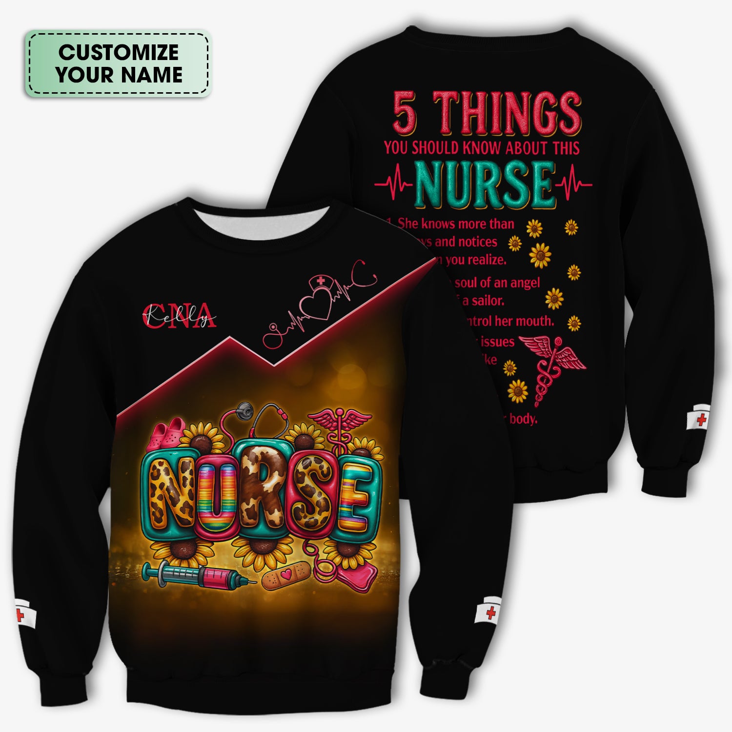 Personalized Nurse Scrub Top for Women - Bold Graphic & Funny Quote Design - Gift for RN, LPN, CNA