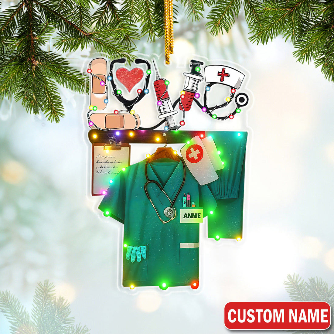 Personalized Nurse Uniform Christmas Ornament with Scrubs Stethoscope - Holiday Keepsake for Healthcare Workers N LPN CNA