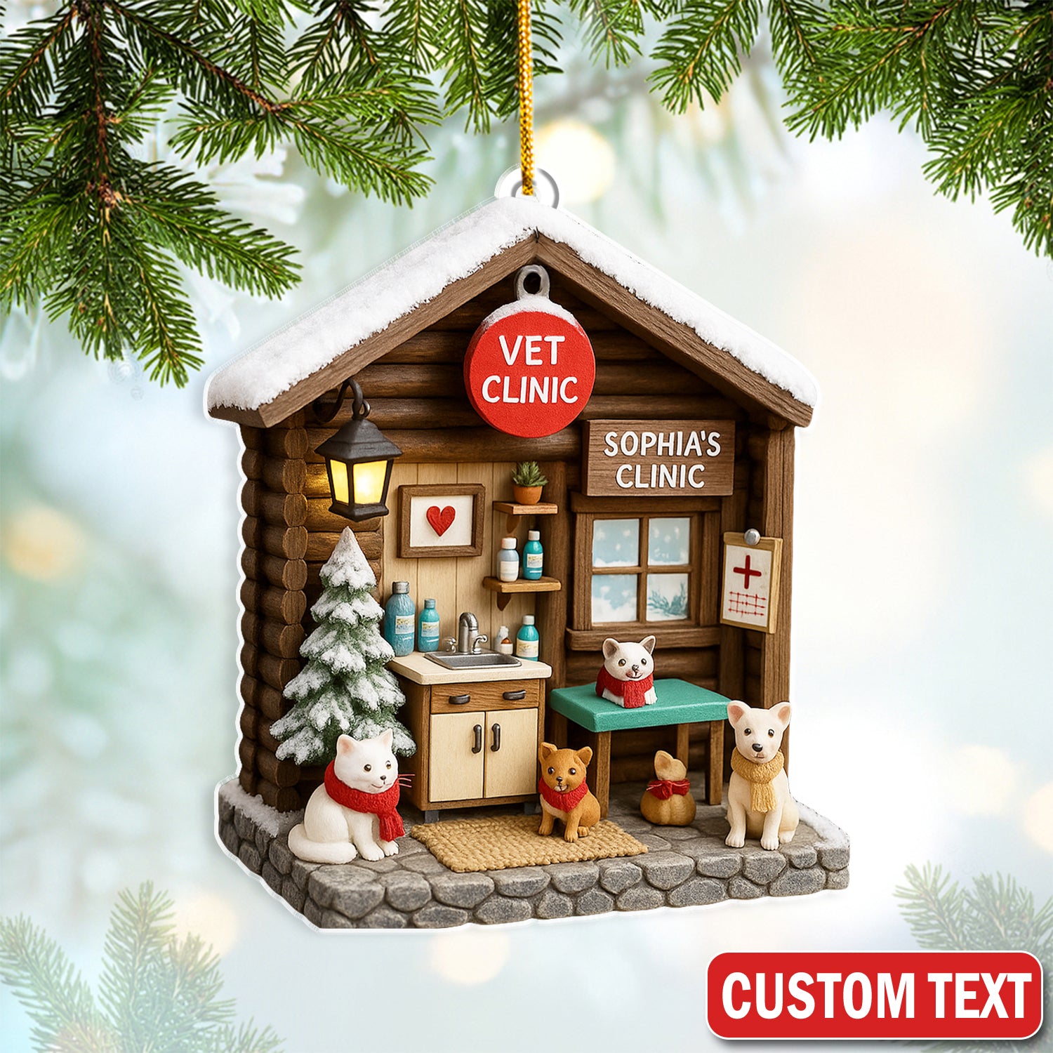 Personalized Vet Clinic Ornament, Christmas Pet Lovers Gift, Holiday Ornament Christmas Gift